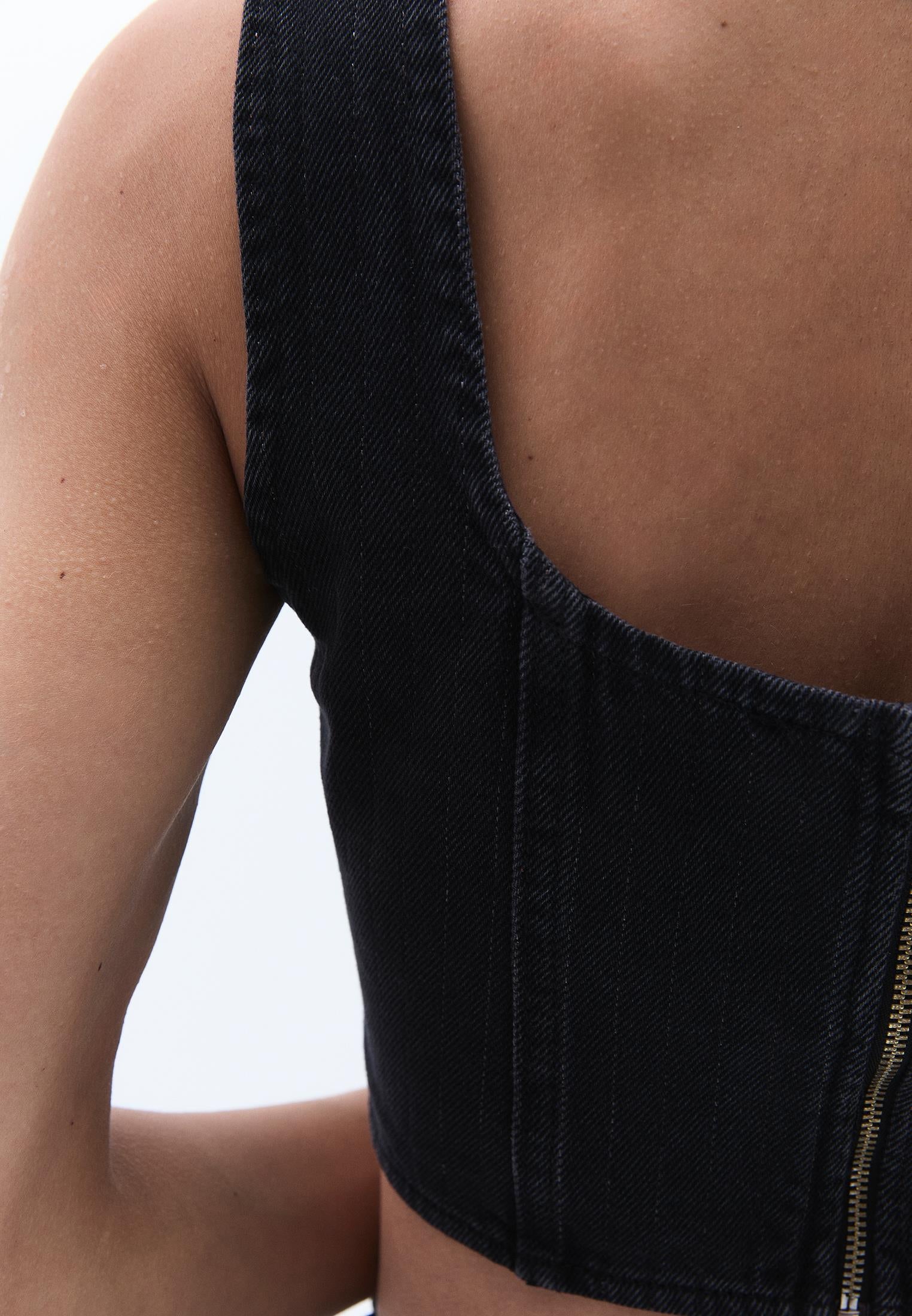Striped Crop Tank - BLACK DENIM