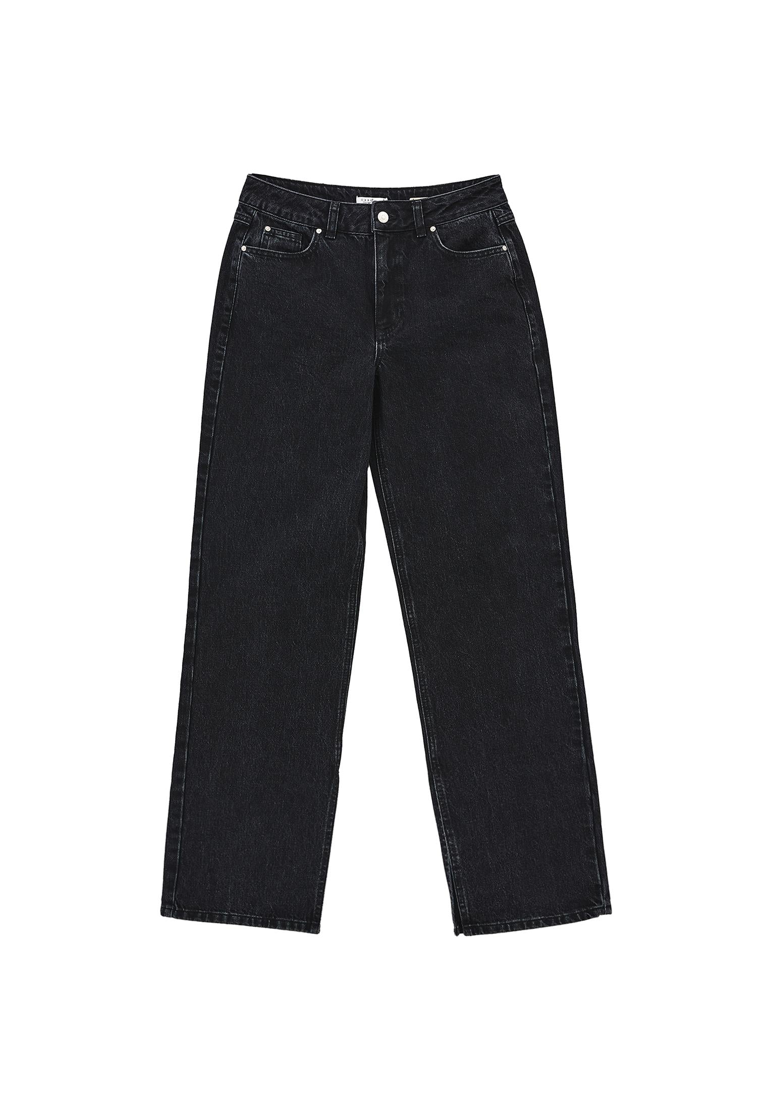 Straight Straight Leg Women's Pants - BLACK DENIM