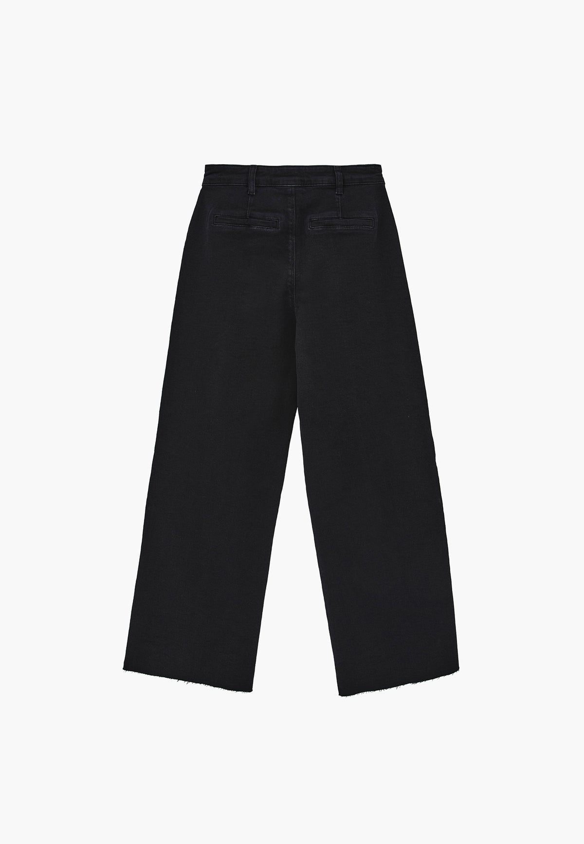 Wide Leg Cropped Pants - BLACK DENIM