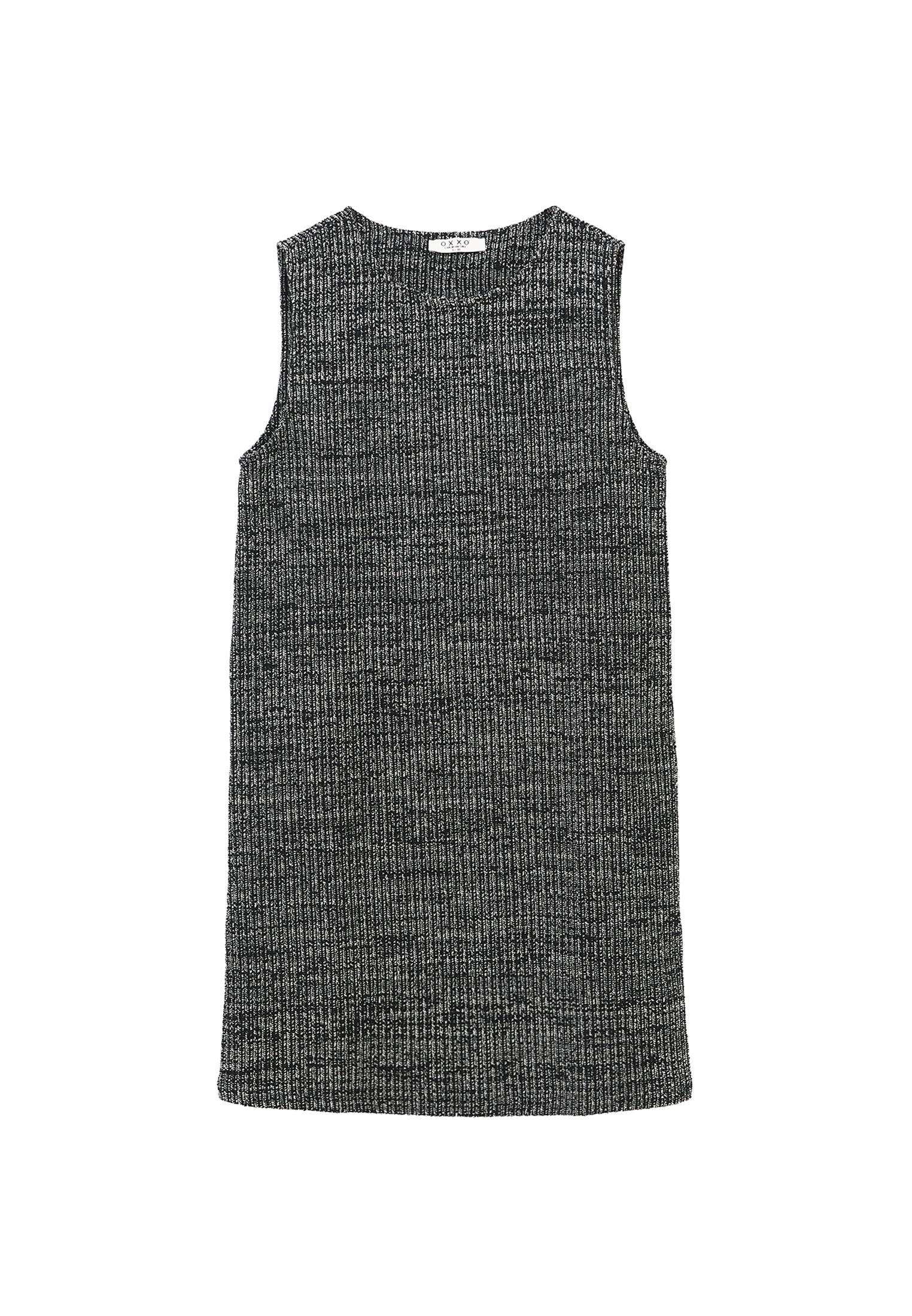 Sleeveless Dress With Crew Neck And Comfortable Fit - BLACK MELANGE