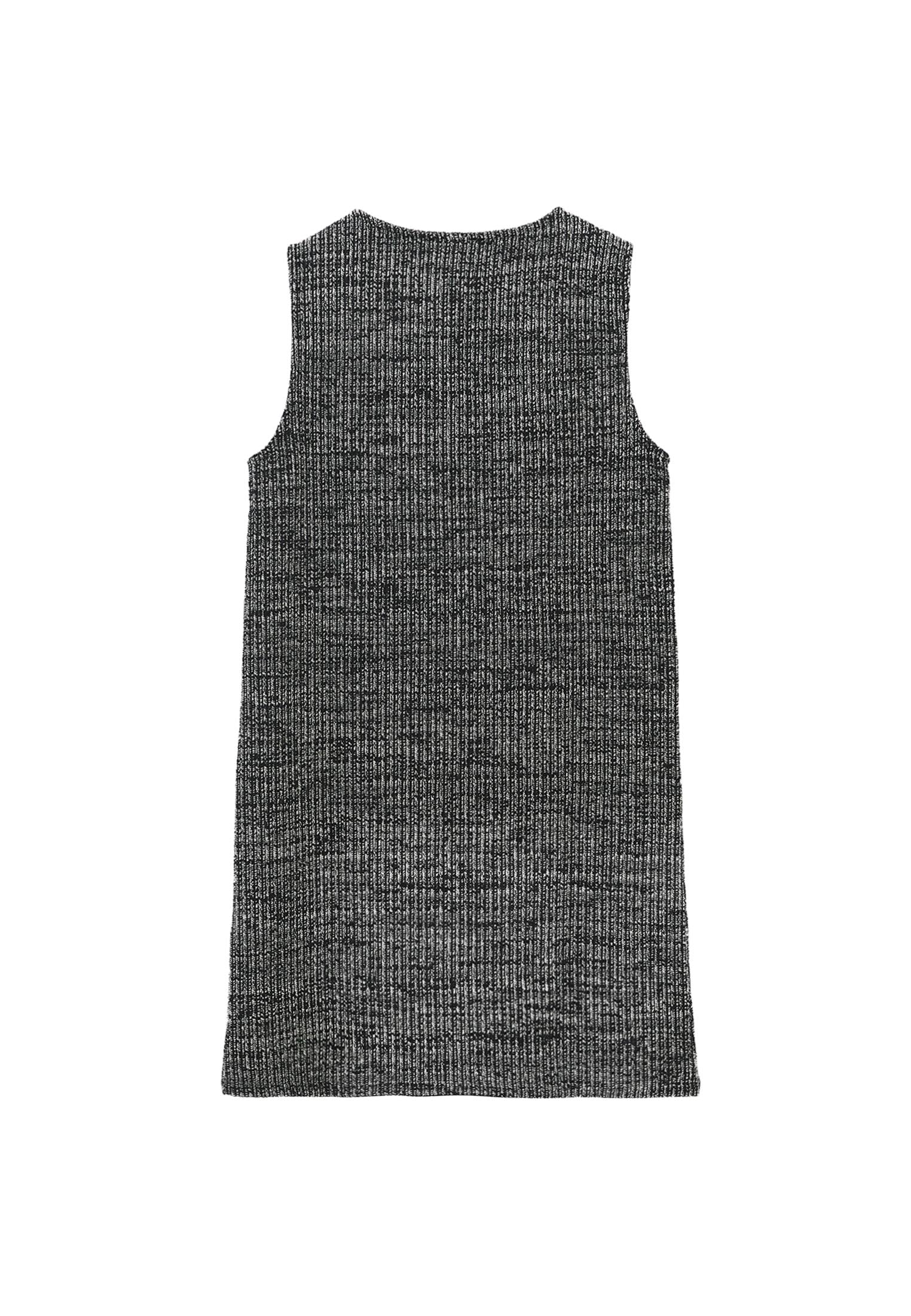 Sleeveless Dress With Crew Neck And Comfortable Fit - BLACK MELANGE