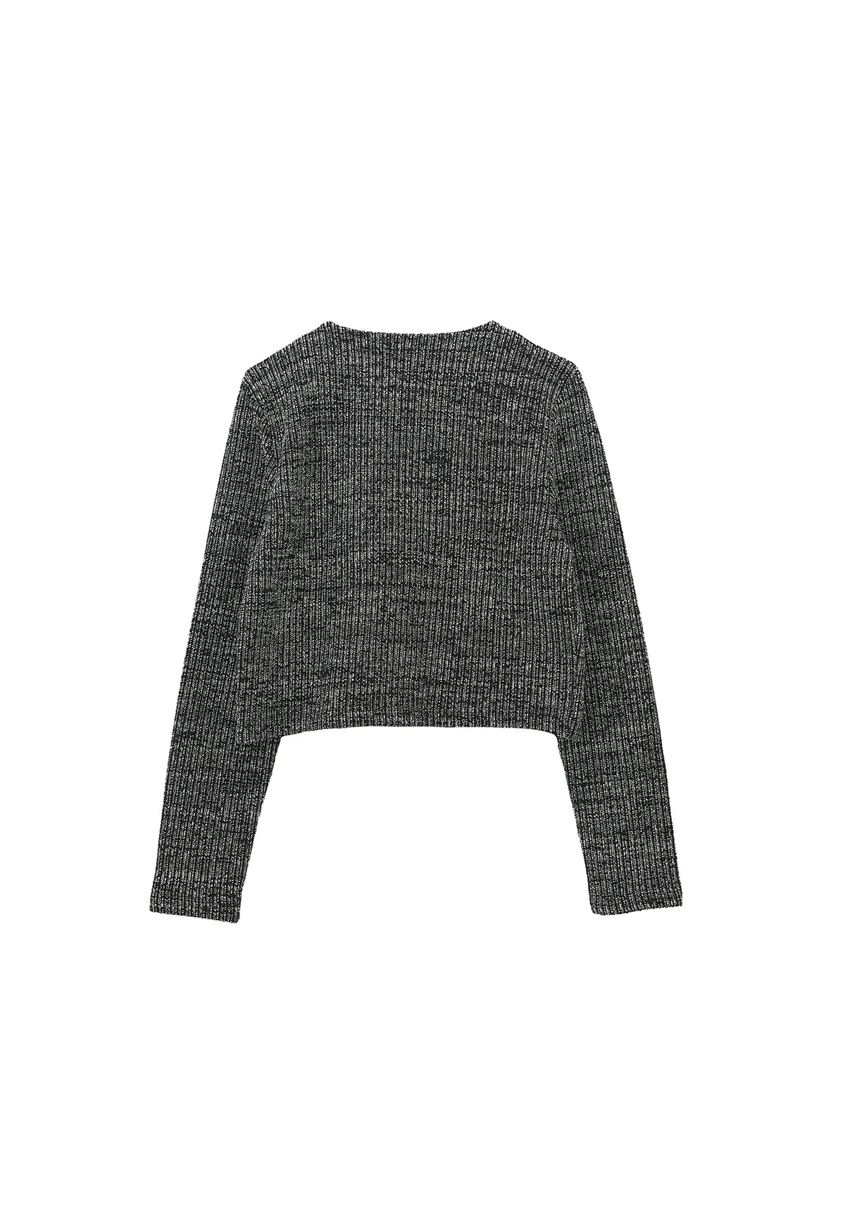 Buttoned Round Neck Cardigan - BLACK MELANGE