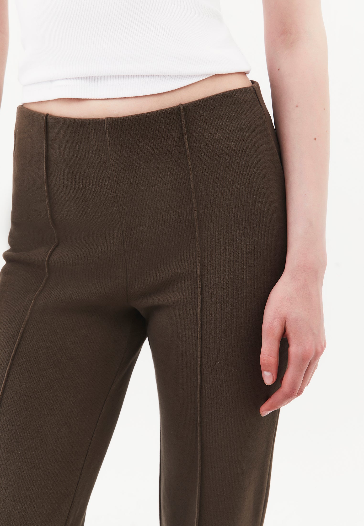 High Waist Flared Spanish Trousers - BLACK OLIVE