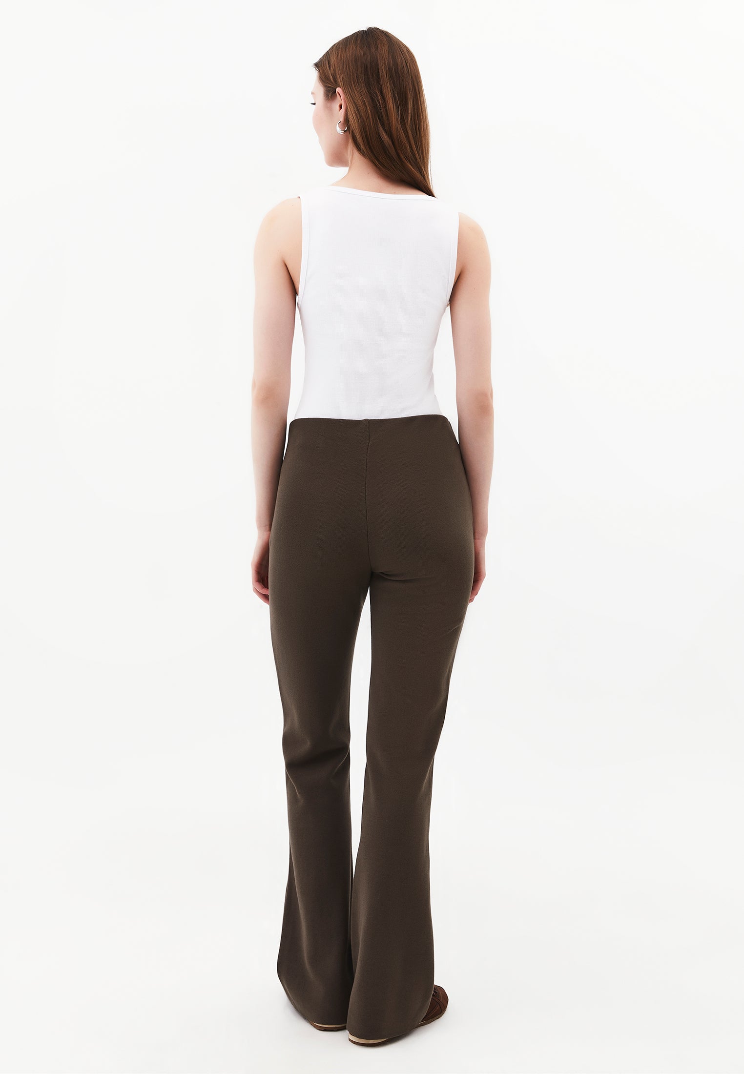 High Waist Flared Spanish Trousers - BLACK OLIVE