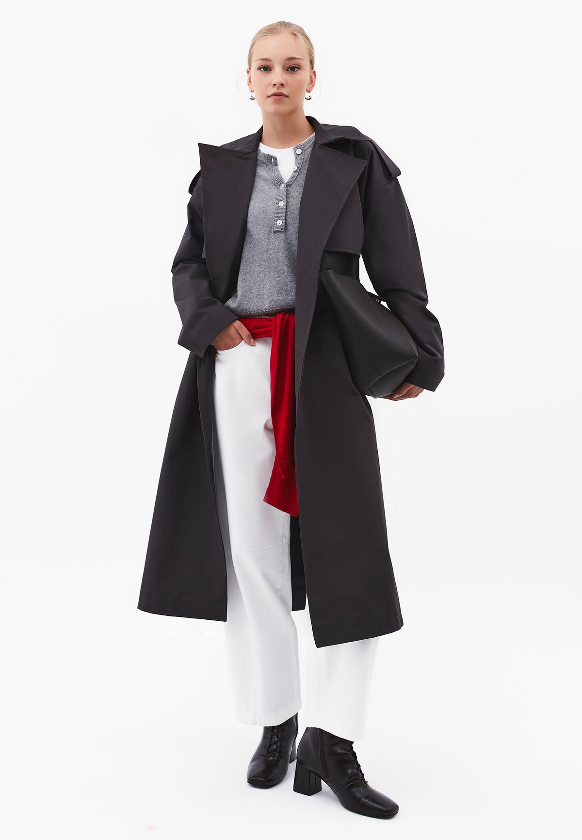 Long Trenchcoat With Belt - BLACK SAND