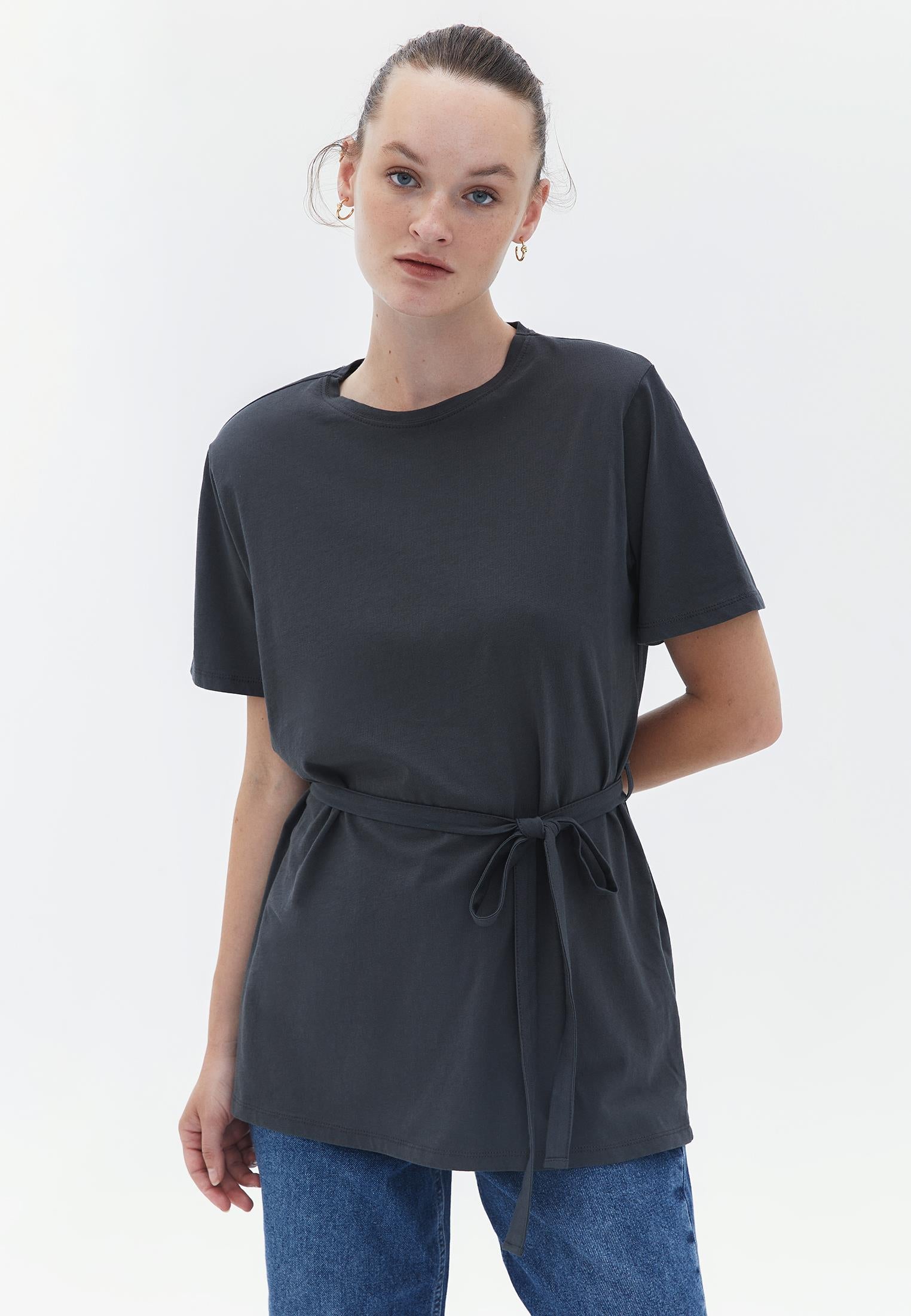 Tied Tunic T-Shirt - BLACK SAND