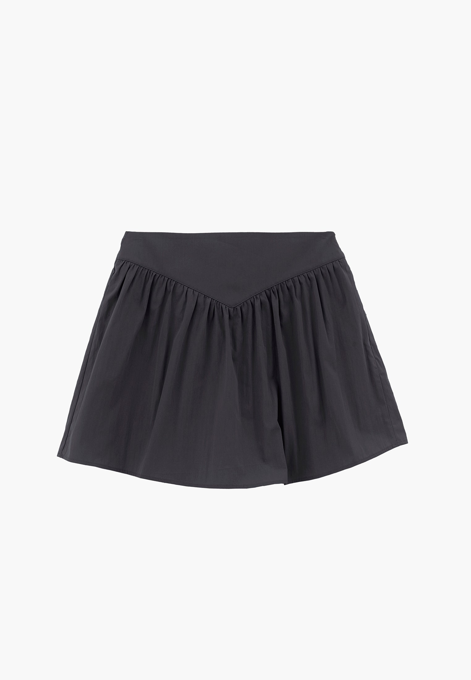 Ultra High Waist A-Line Ruched Mini Skirt - BLACK SAND