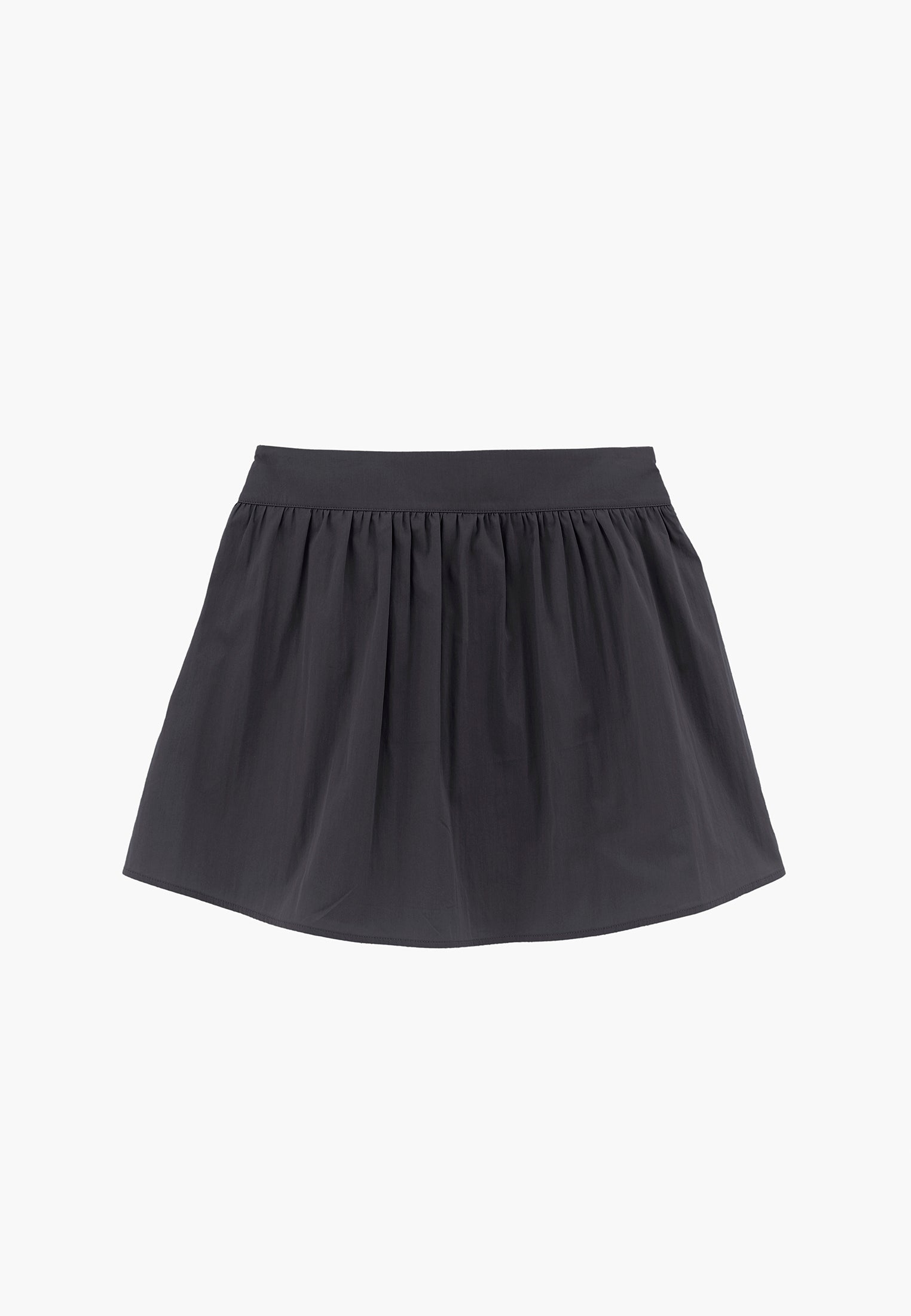 Ultra High Waist A-Line Ruched Mini Skirt - BLACK SAND