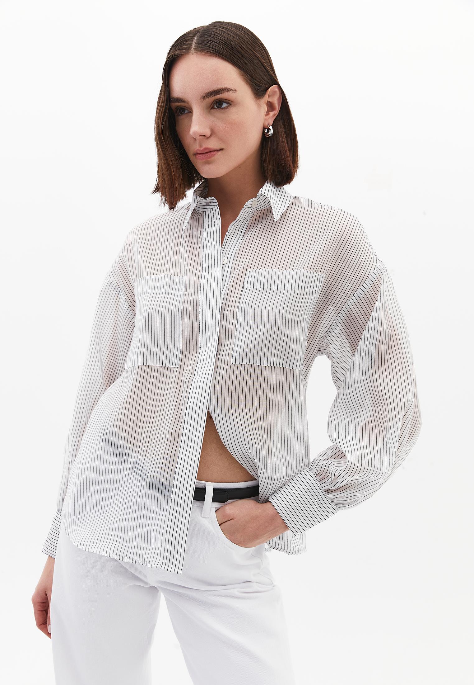 Striped Balloon Sleeve Shirt - BLACK STRIPE