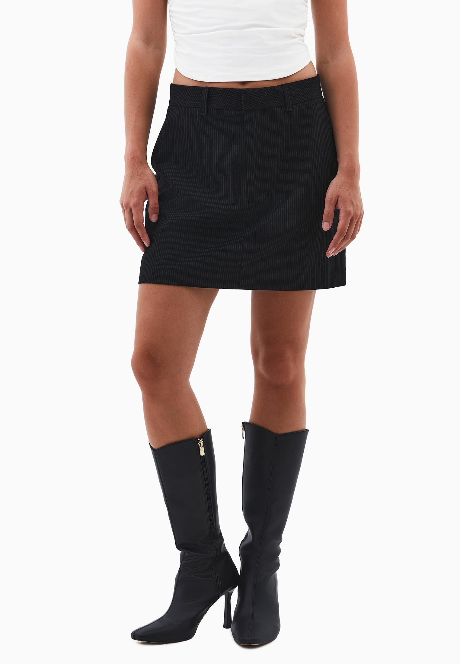Striped Mini Skirt - BLACK STRIPE