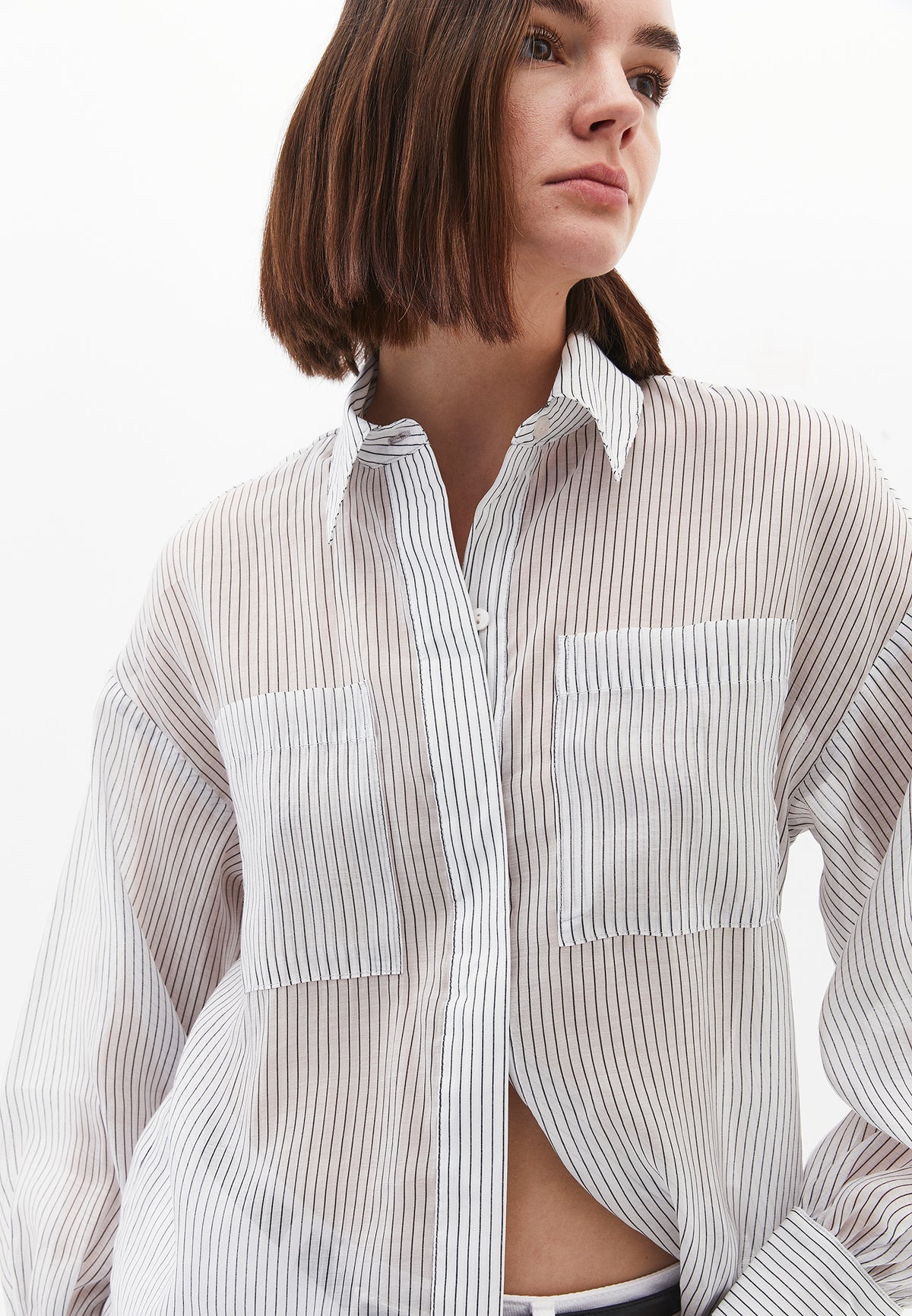 Striped Balloon Sleeve Shirt - BLACK STRIPE