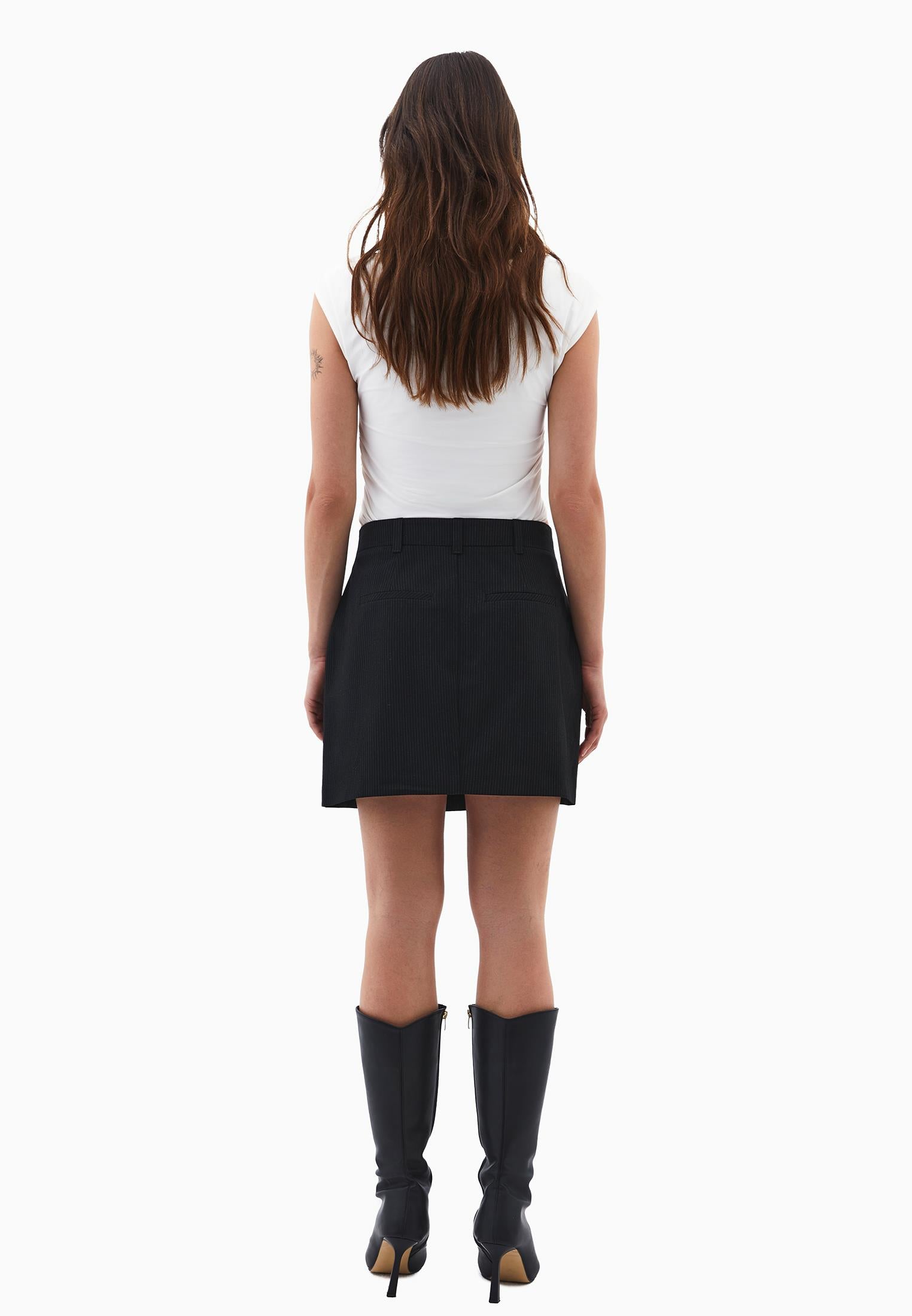 Striped Mini Skirt - BLACK STRIPE