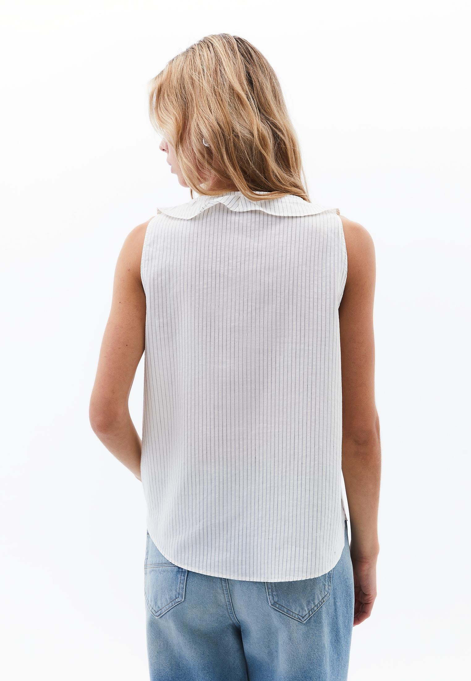 Ruffled Blouse - BLACK STRIPE