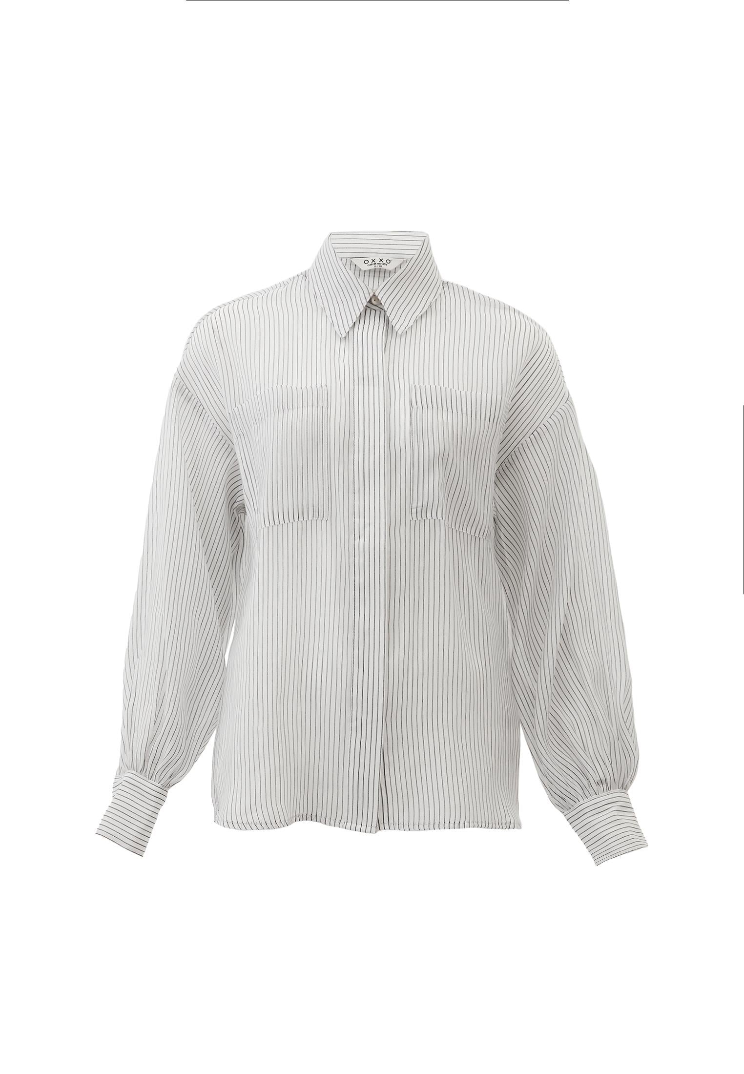 Striped Balloon Sleeve Shirt - BLACK STRIPE