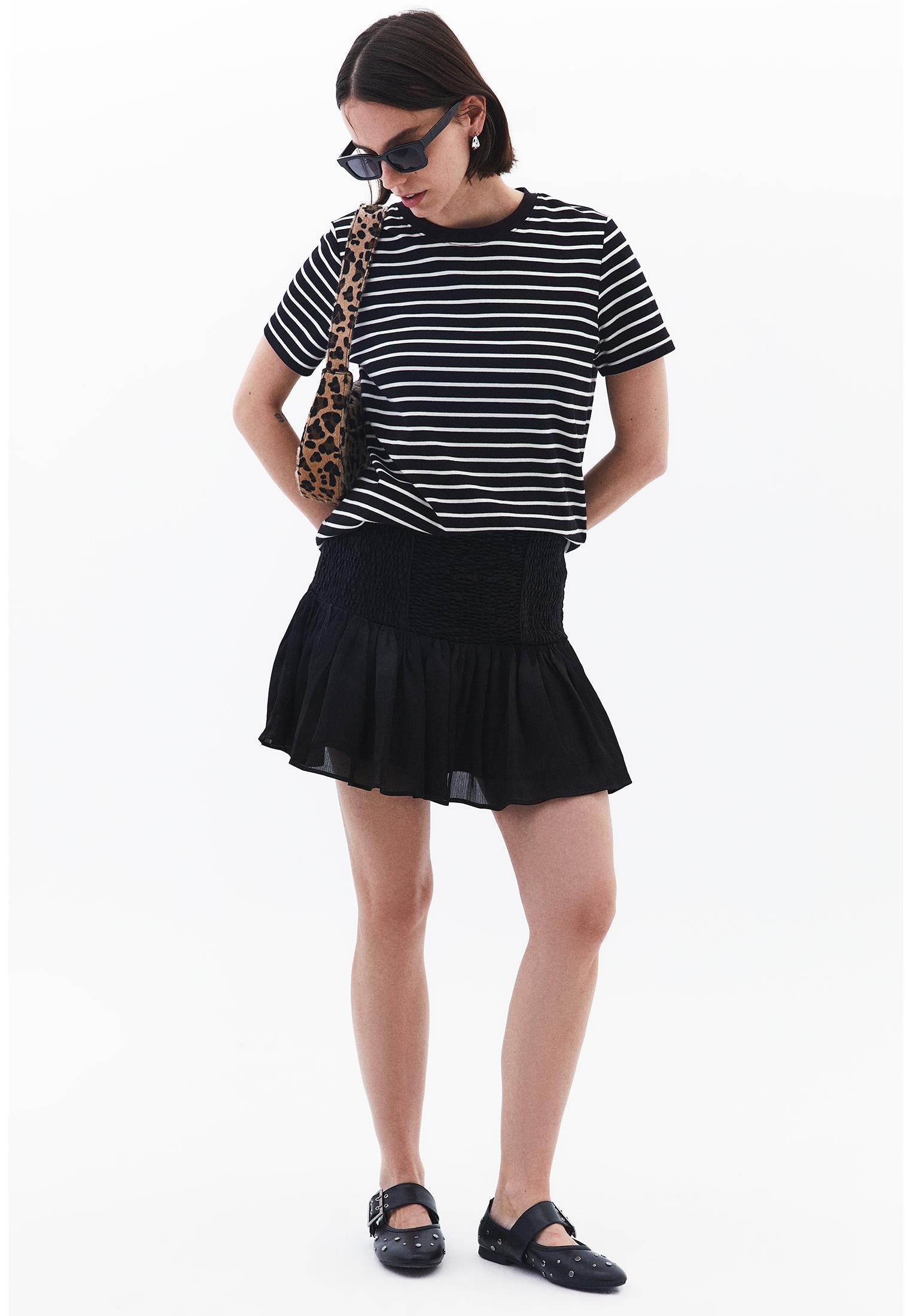 High Waist Short Skirt - BLACK