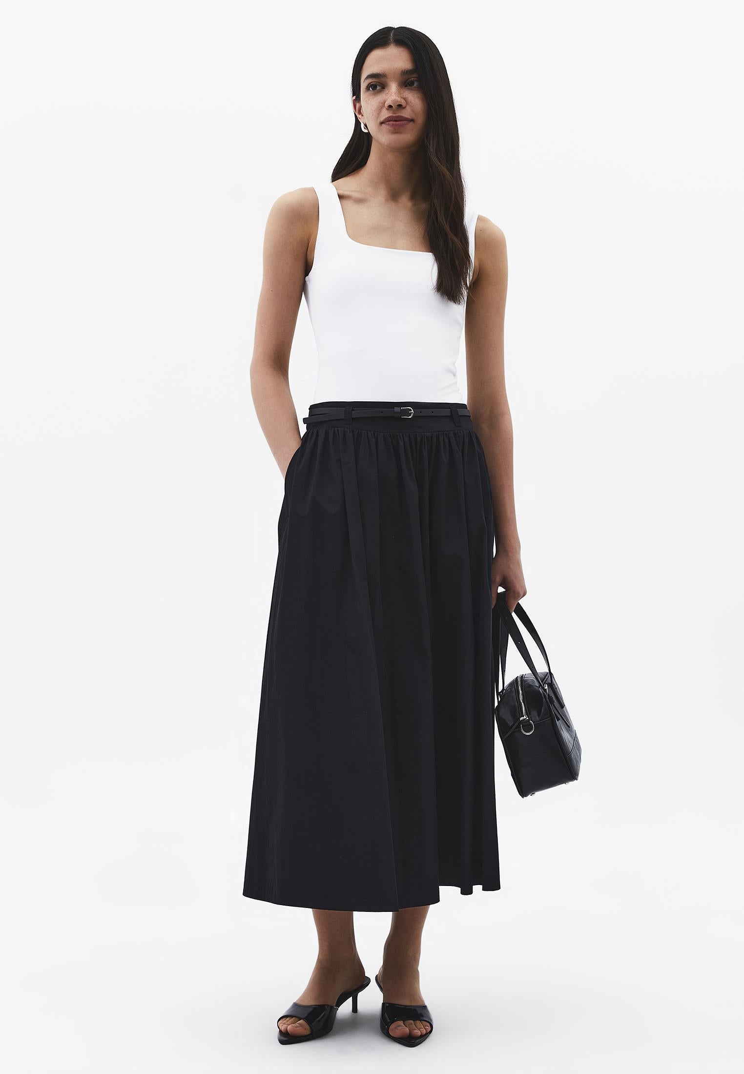 A-Line Long Skirt - BLACK