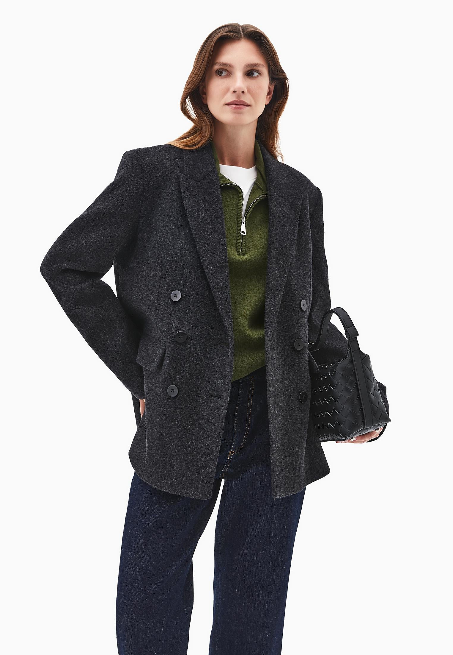 Double Breasted Blazer - BLACK