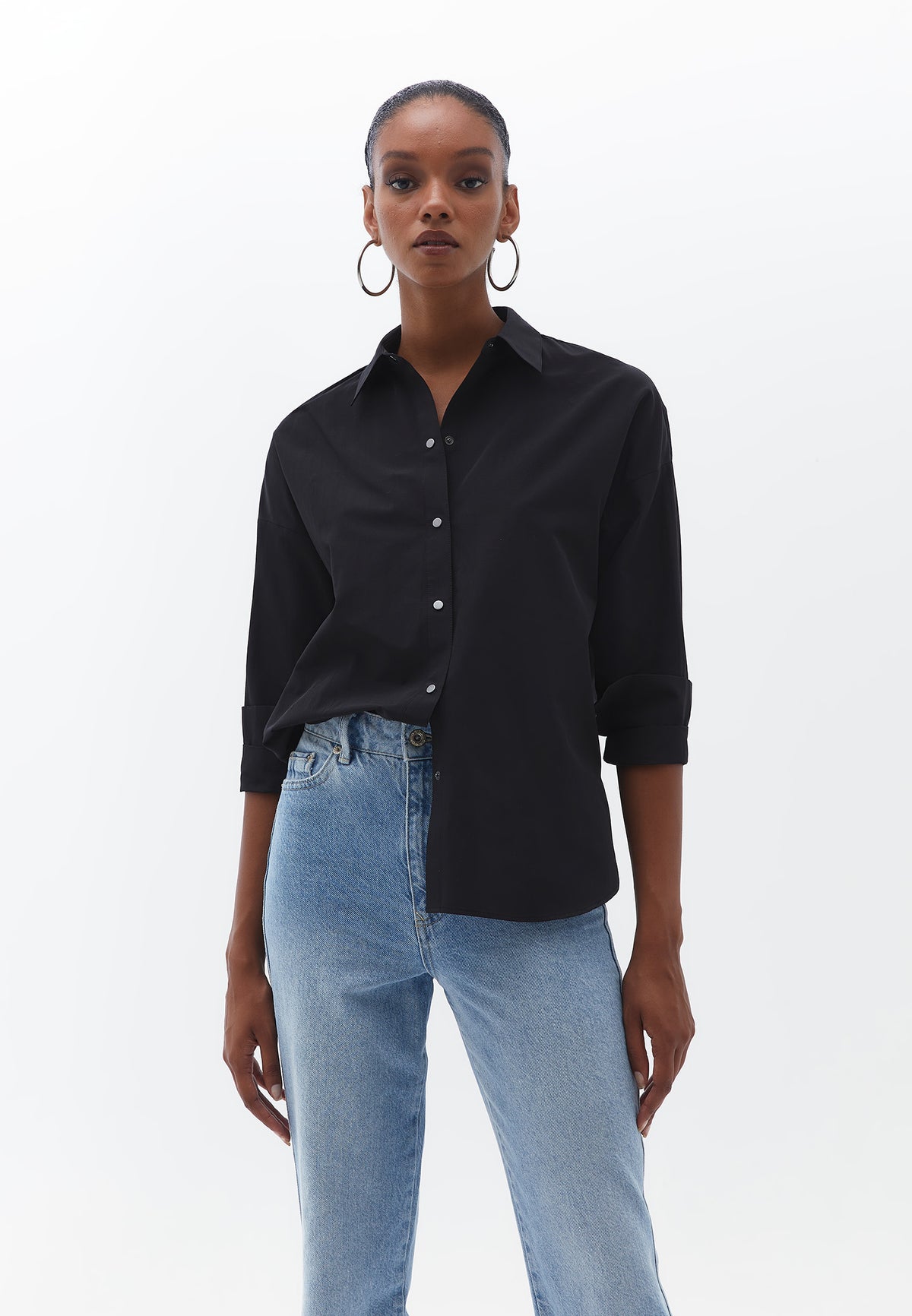 50% POLYESTER 50% COTTON - BLACK
