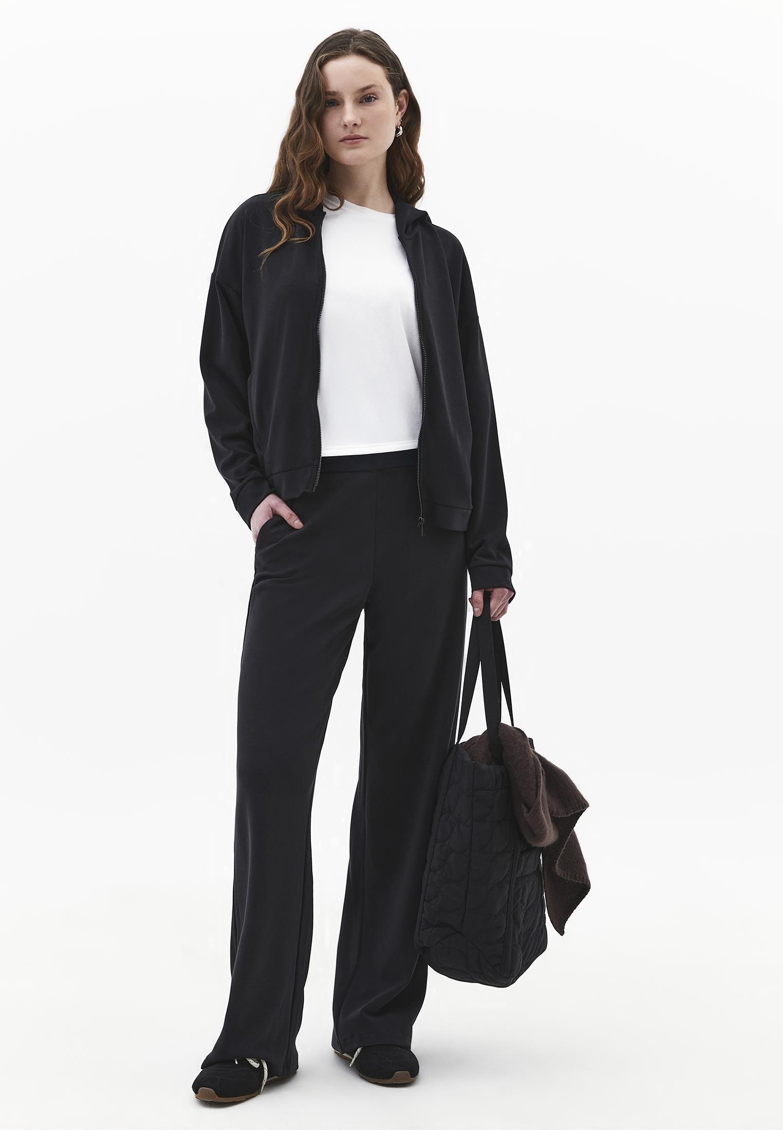 Straight Leg High Waist Sweatpant - BLACK
