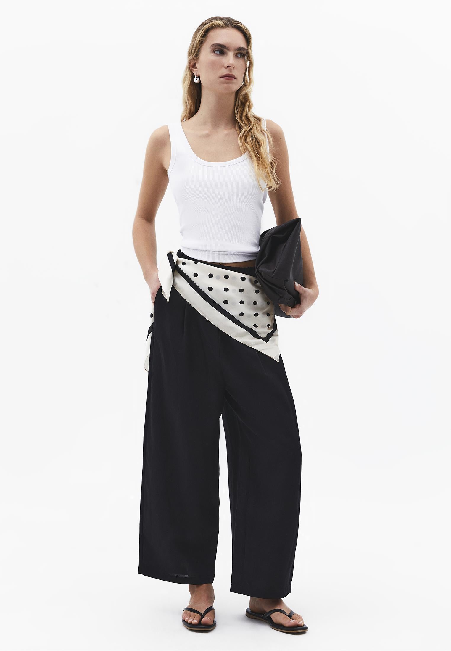 Balloon Form Elastic High Waist Carrot Pants - BLACK