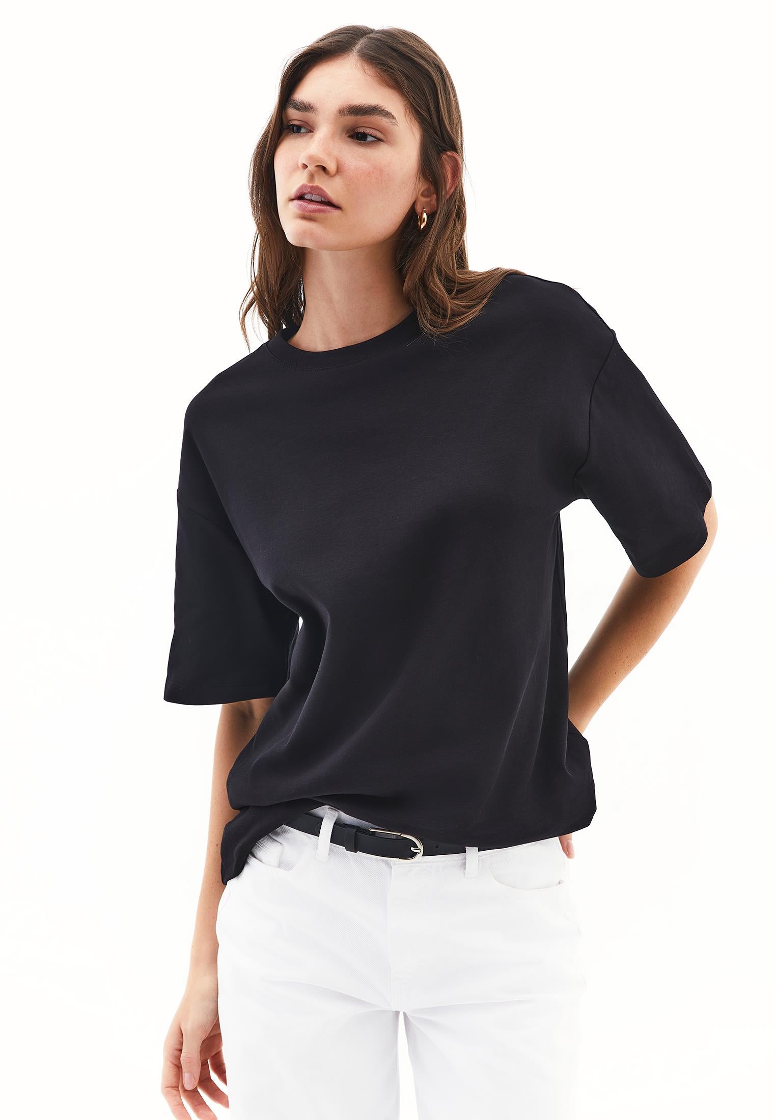 Oversize Cotton T-Shirt - BLACK