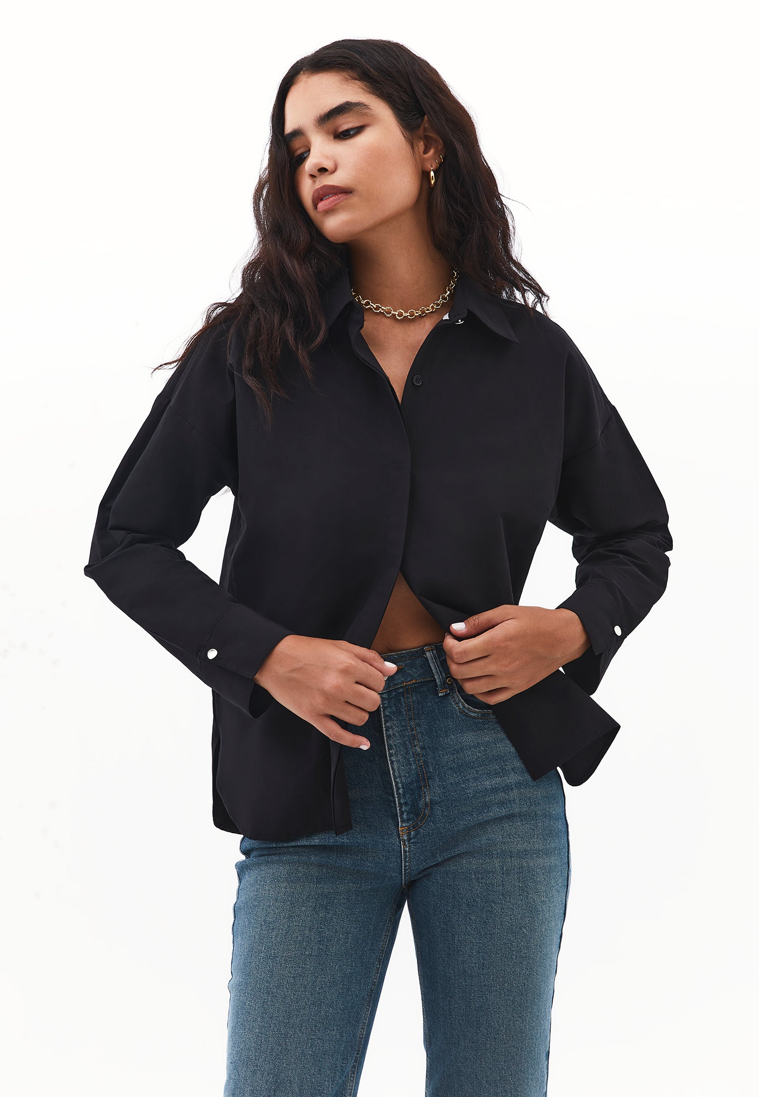 Shirt Model Poplin Weave - BLACK