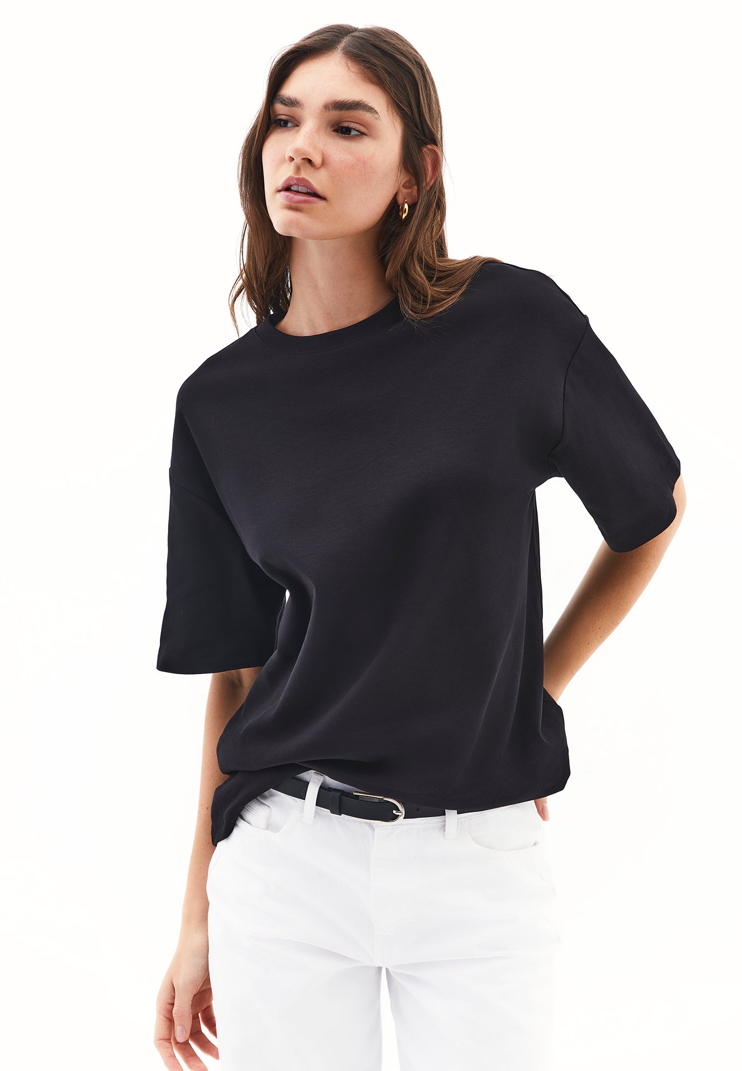 Oversize Cotton T-Shirt - BLACK