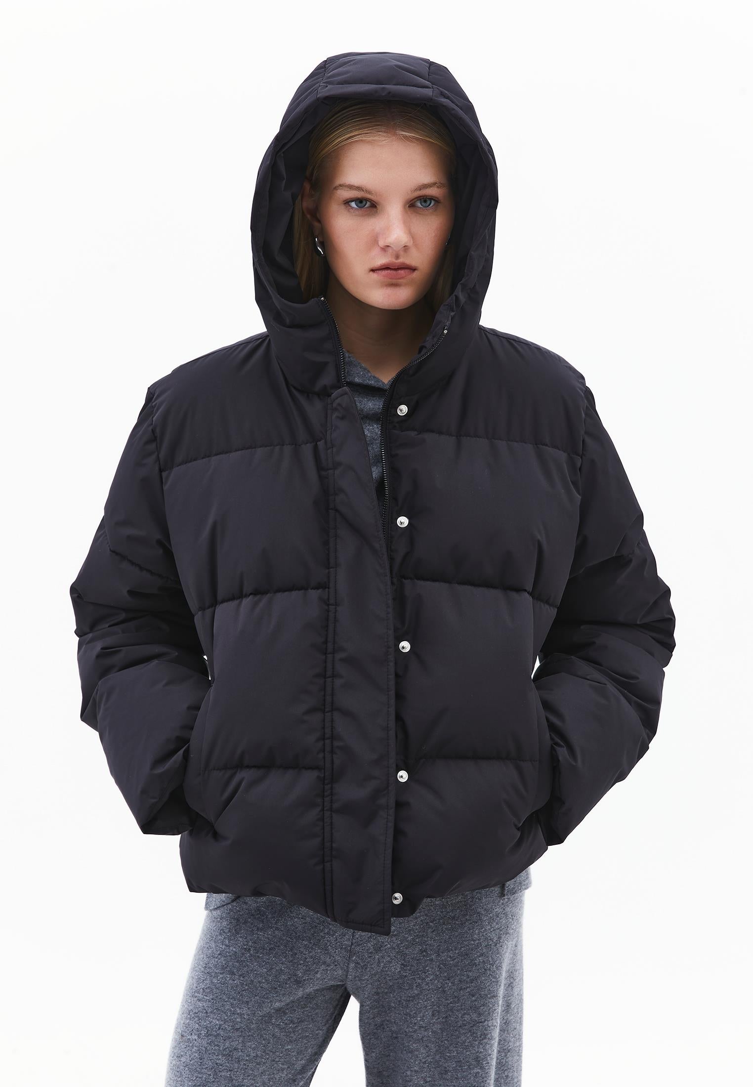 Hooded Loose Coat - BLACK