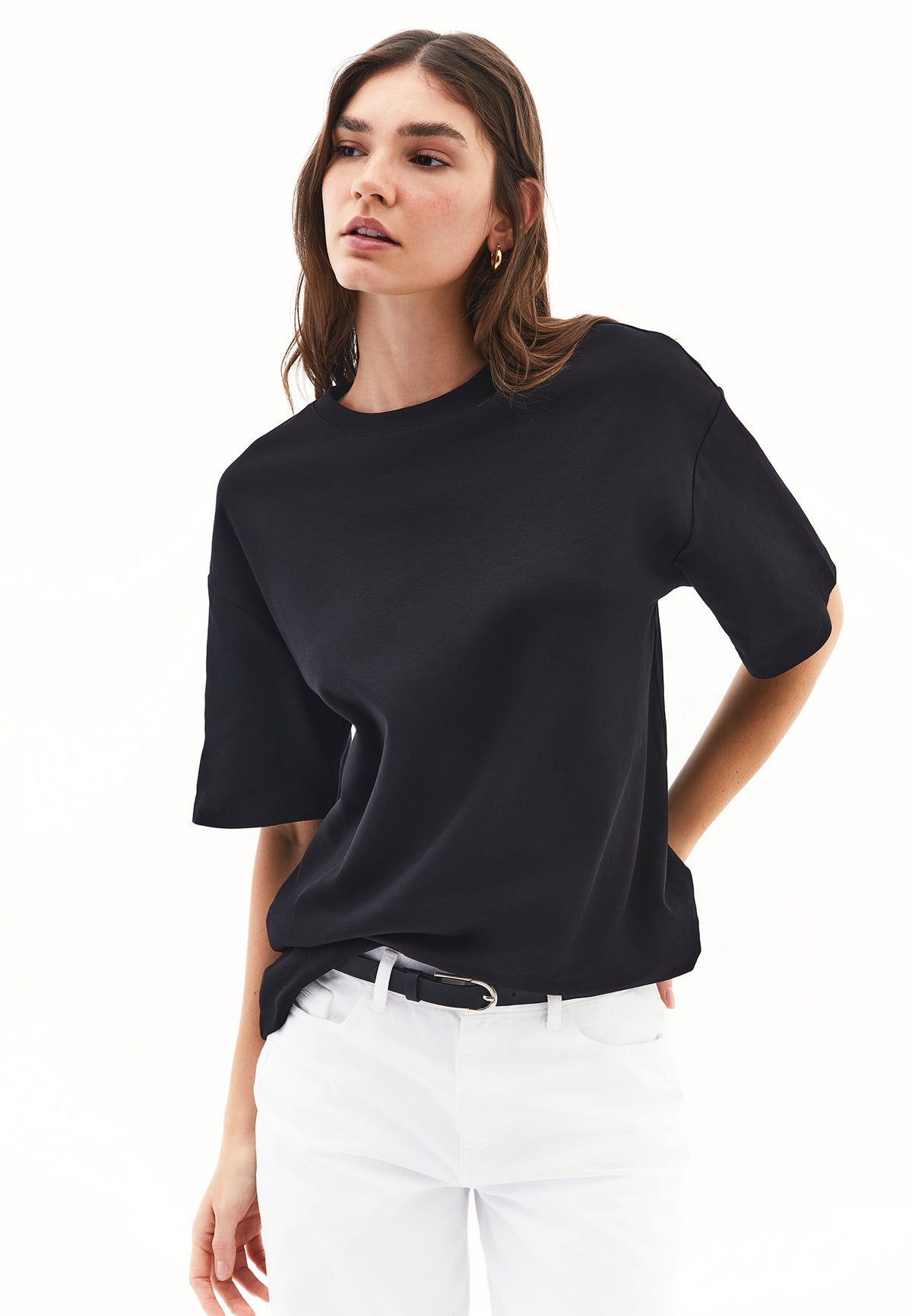 Oversize Cotton T-Shirt - BLACK