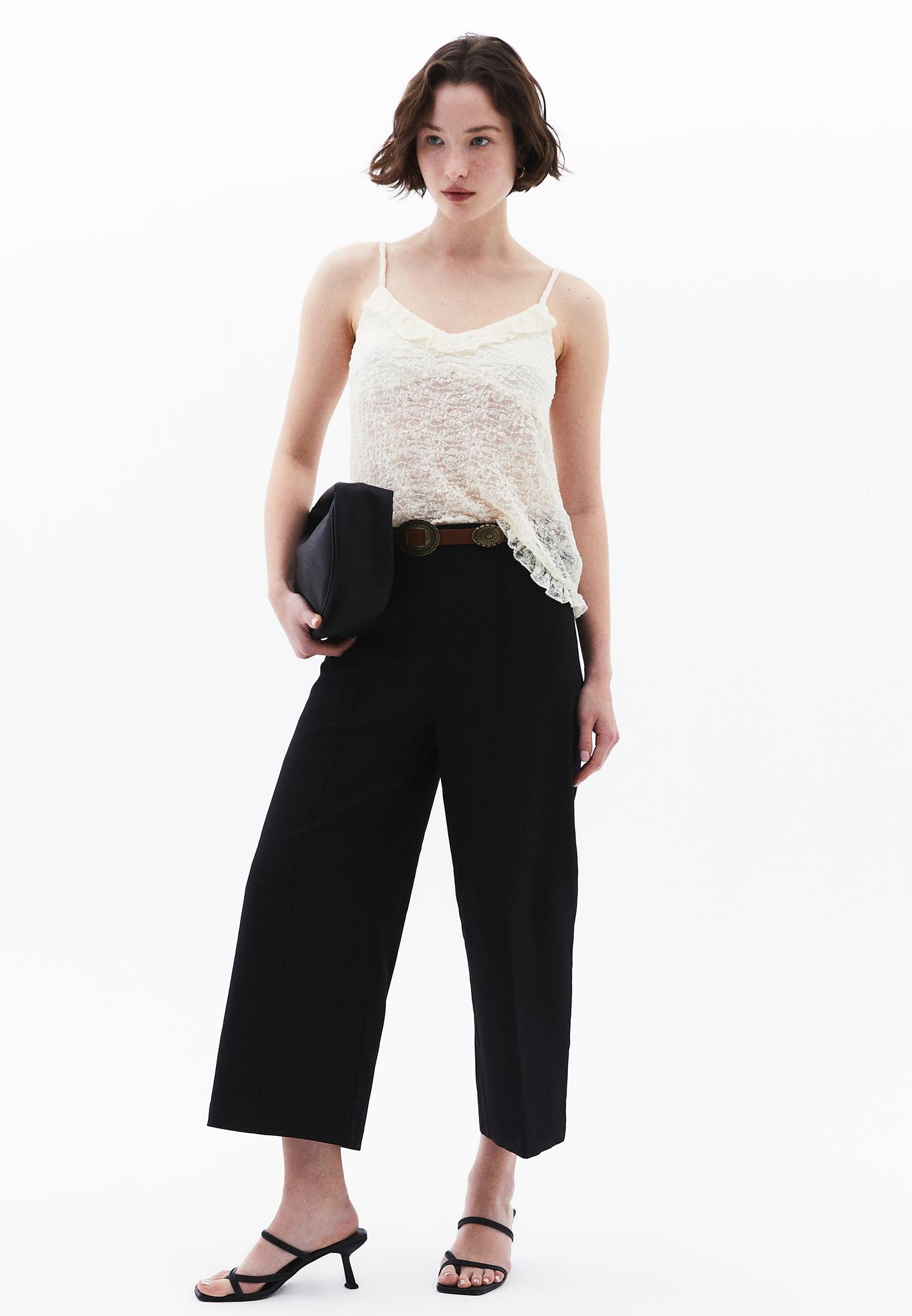 Ultra High Waist Culotte Pants - BLACK