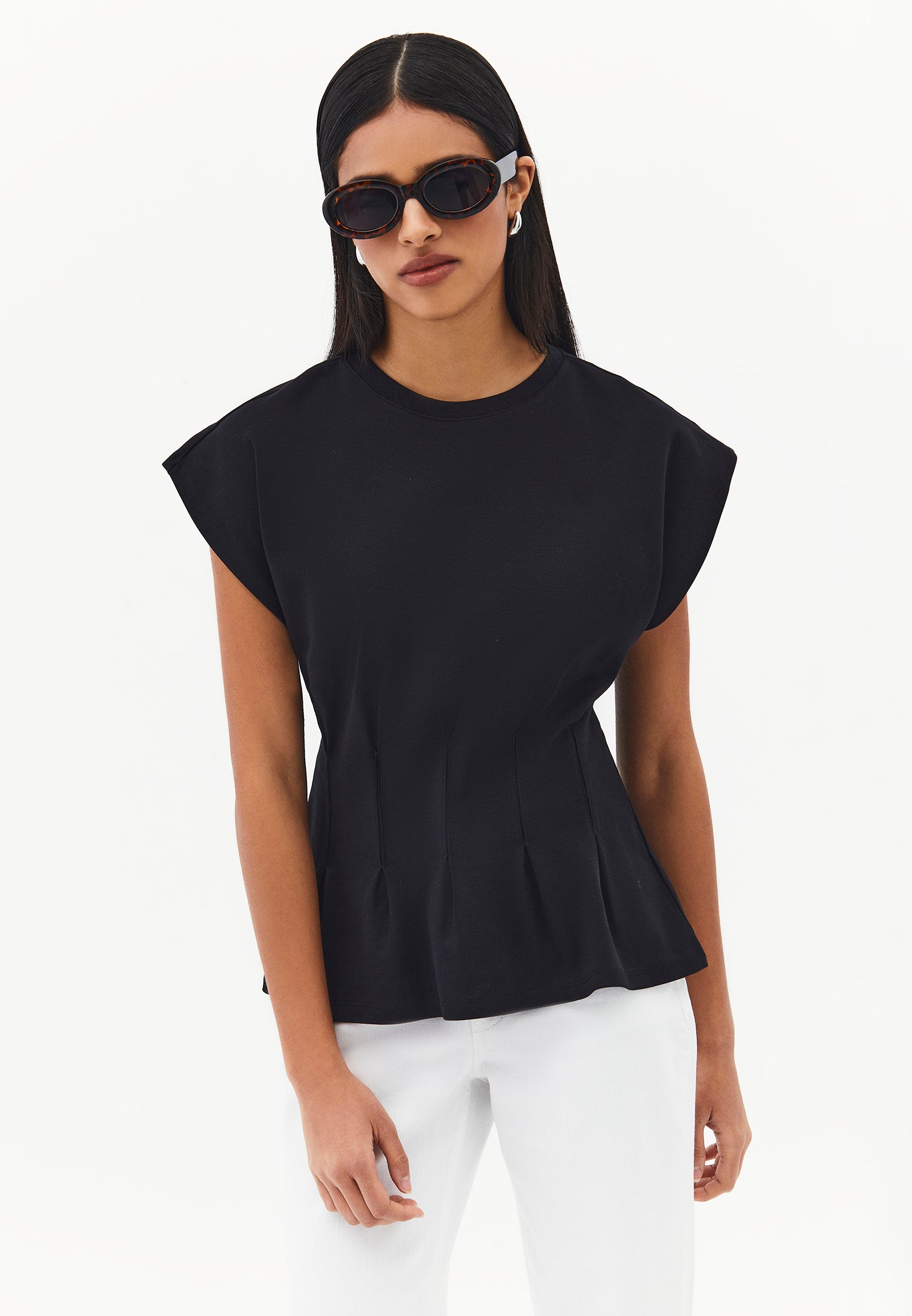 Crew Neck Short Sleeve Standard T-Shirt - BLACK