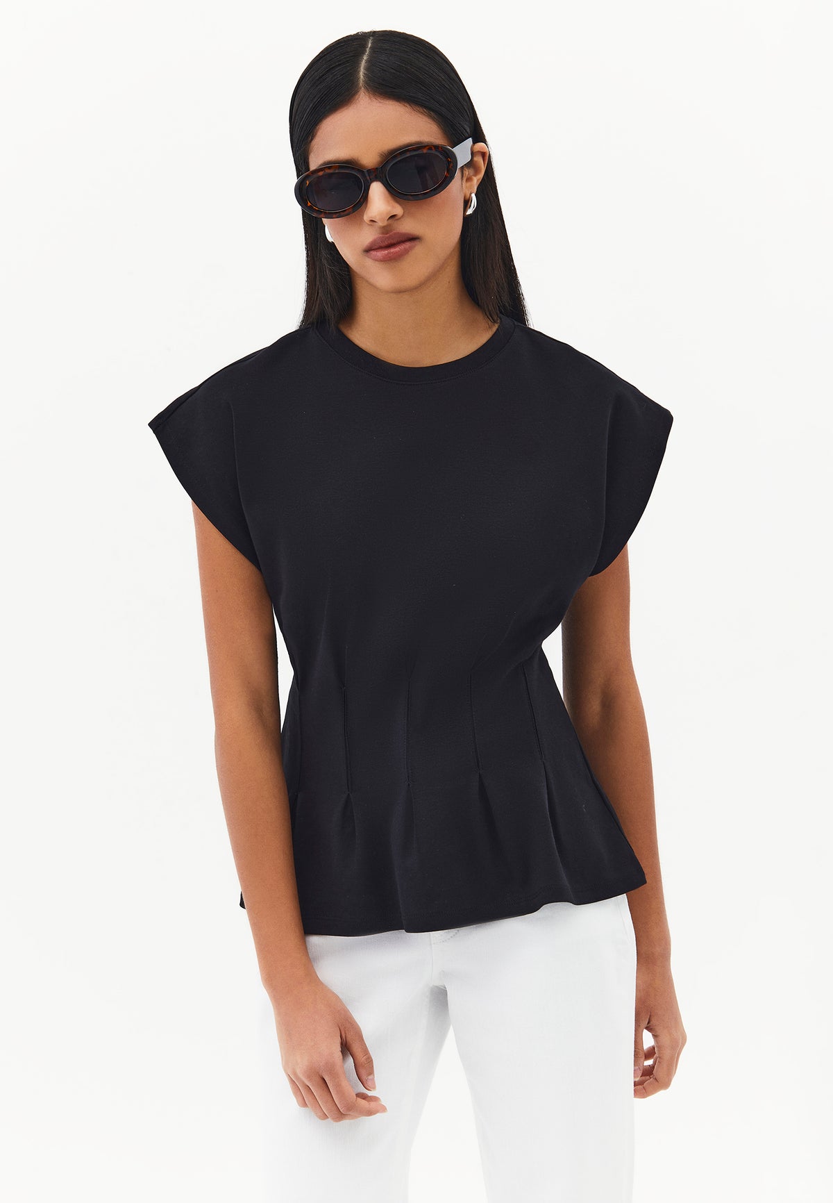 Crew Neck Short Sleeve Standard T-Shirt - BLACK