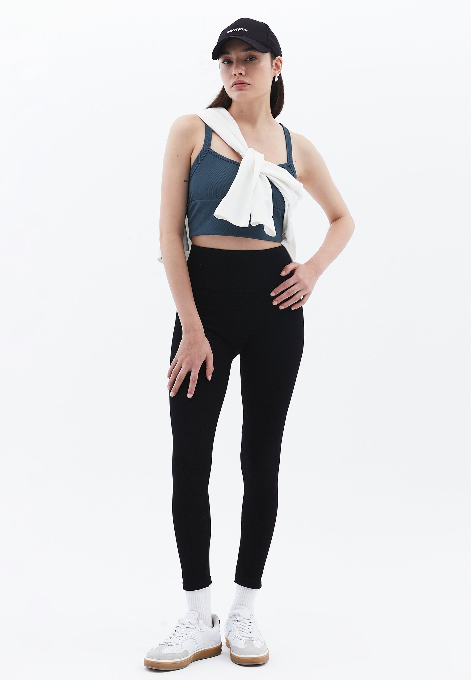 High Waist Elastic Leggings - BLACK
