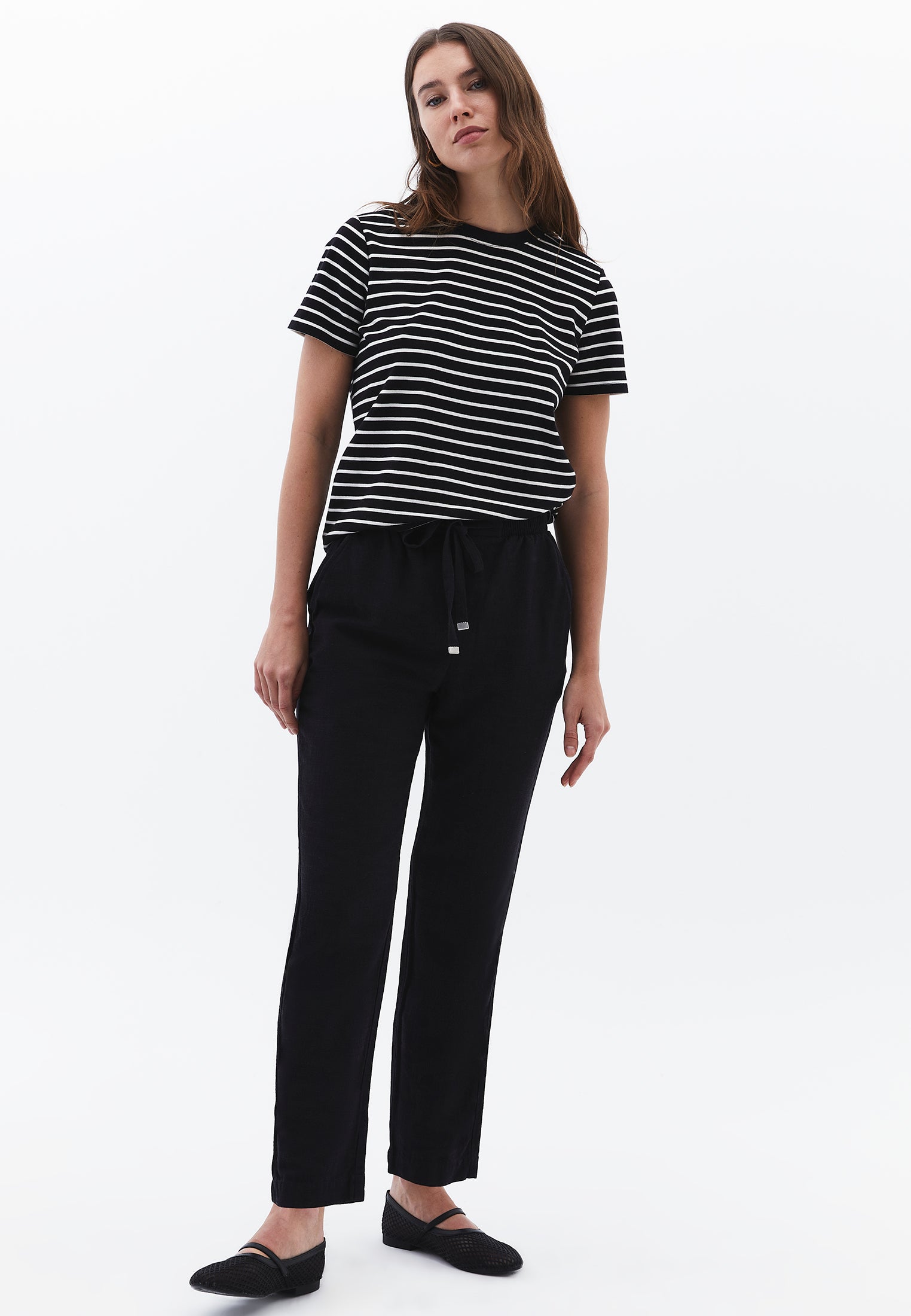 Elastic Carrot Fit Trousers - BLACK