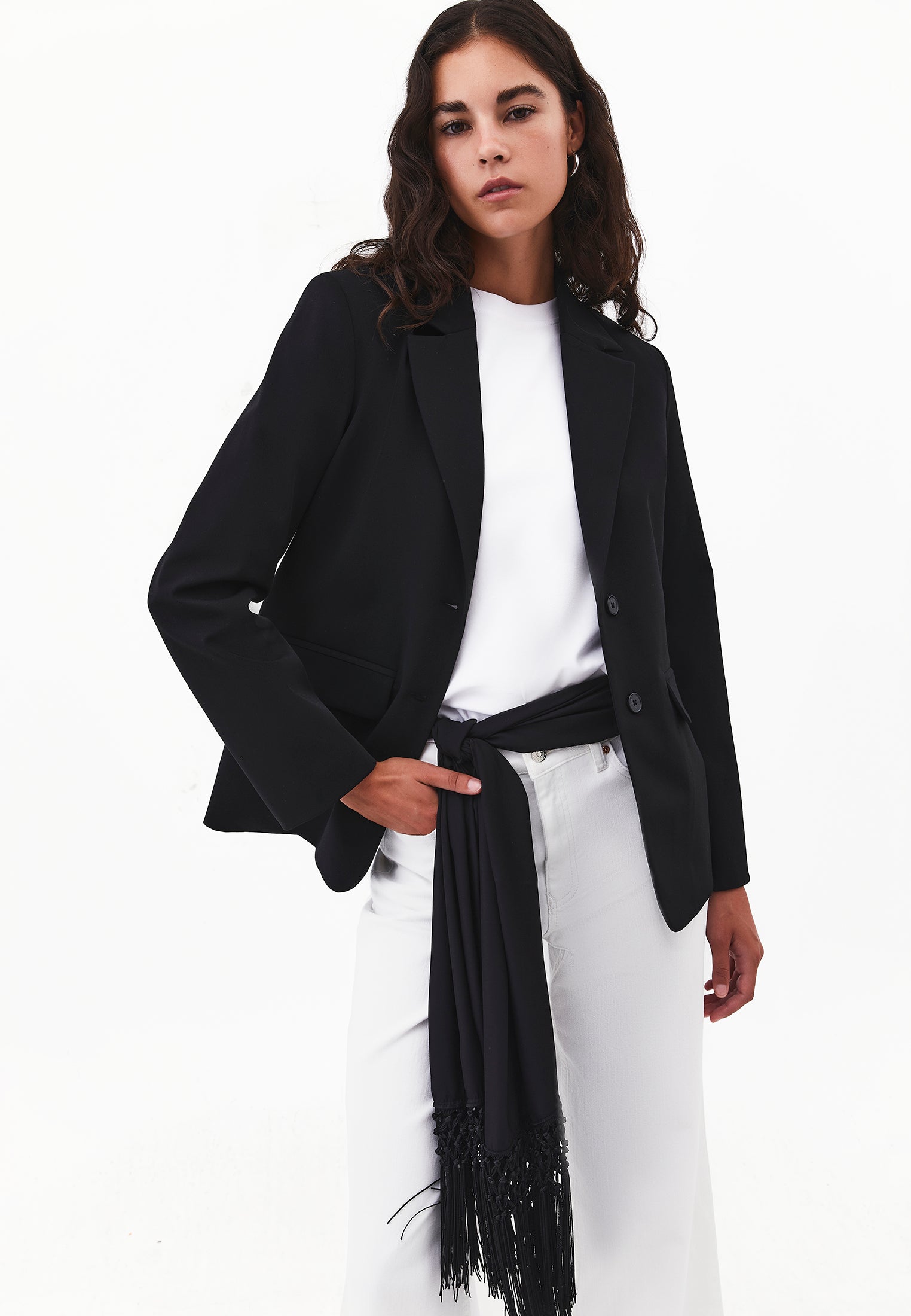 Oversize Blazer Jacket With Slit Detail - BLACK