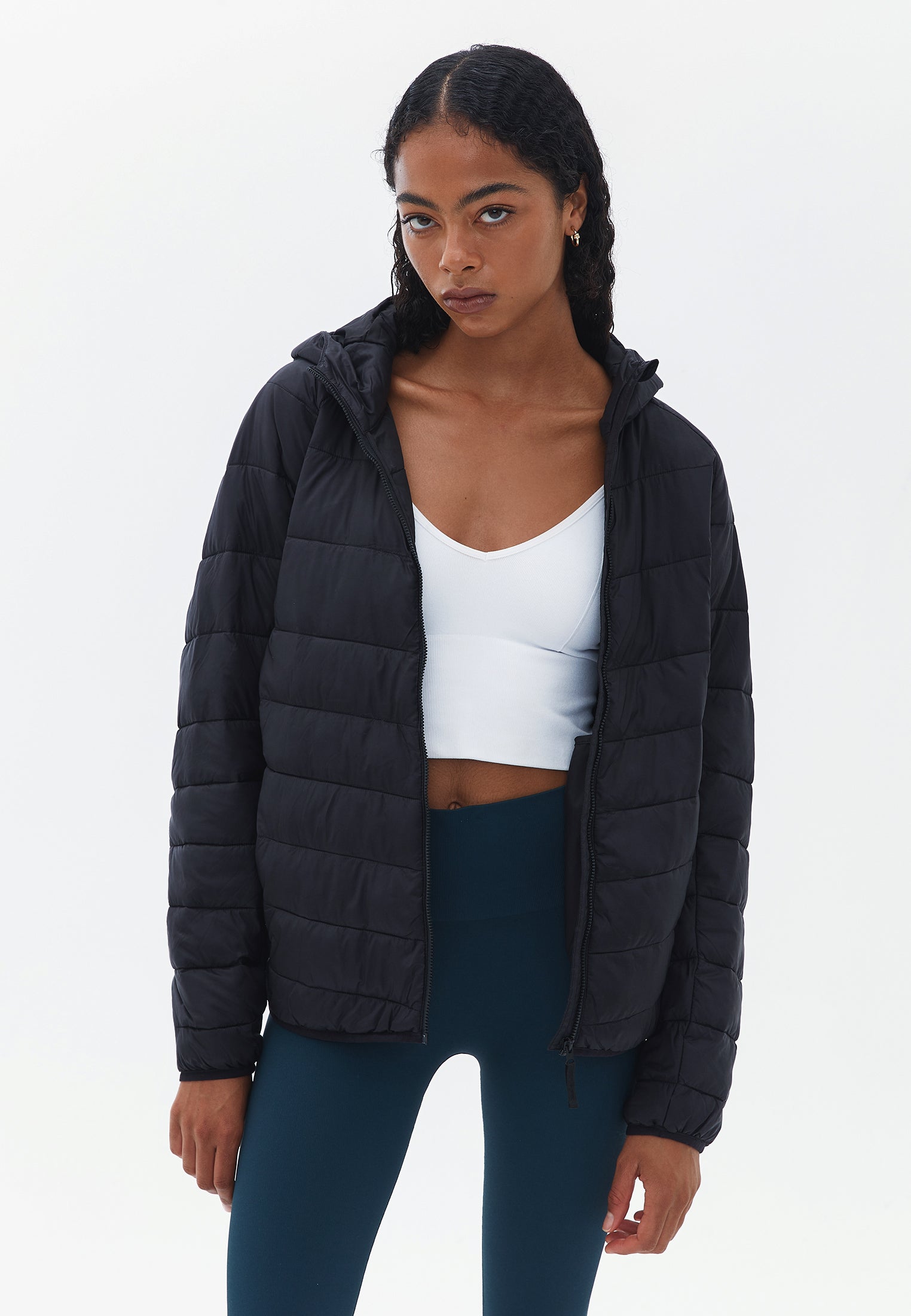 Raglan Sleeve And Hooded Long Sleeve Coat - BLACK