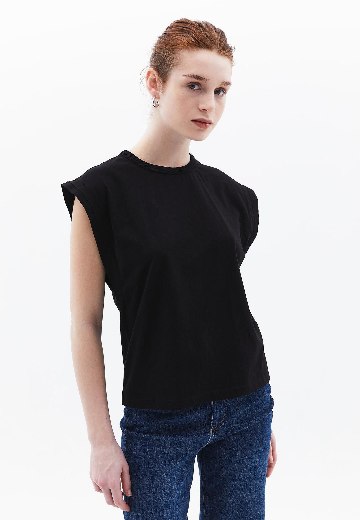 Crew Neck Short Sleeve T-Shirt - BLACK