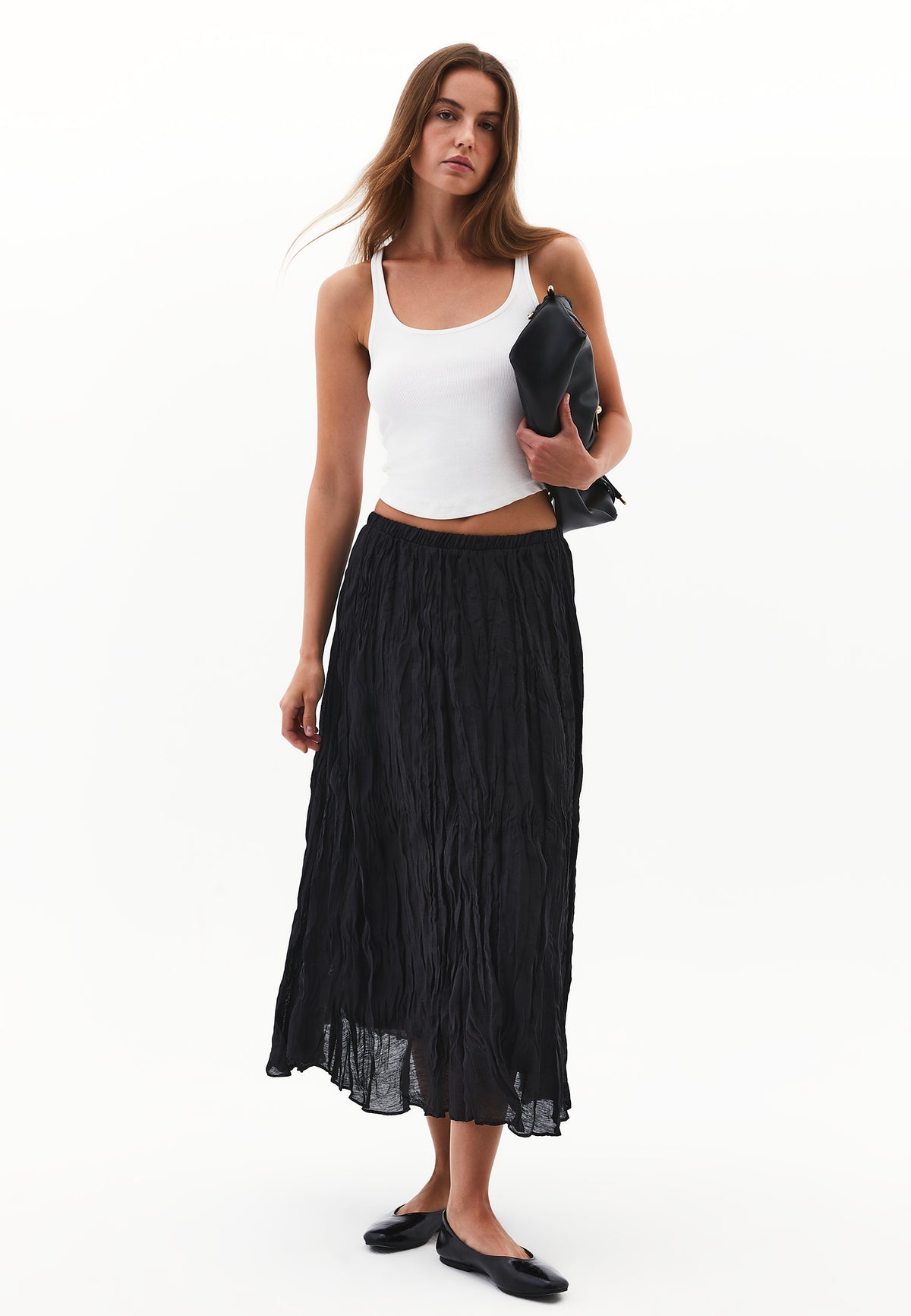 A-Line Long Skirt - BLACK