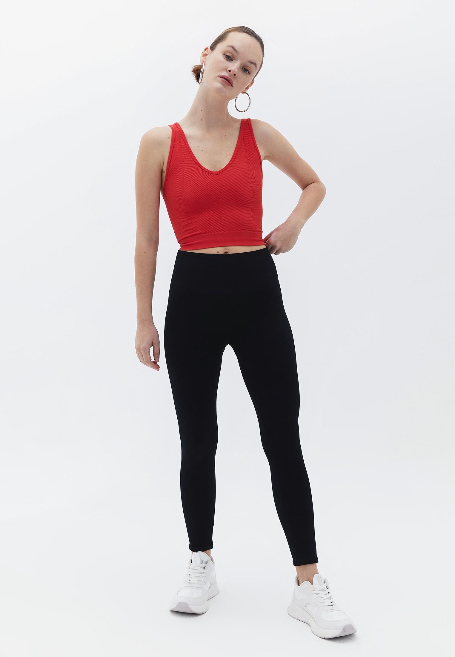 High Waist Ankle Cut Leggings - BLACK