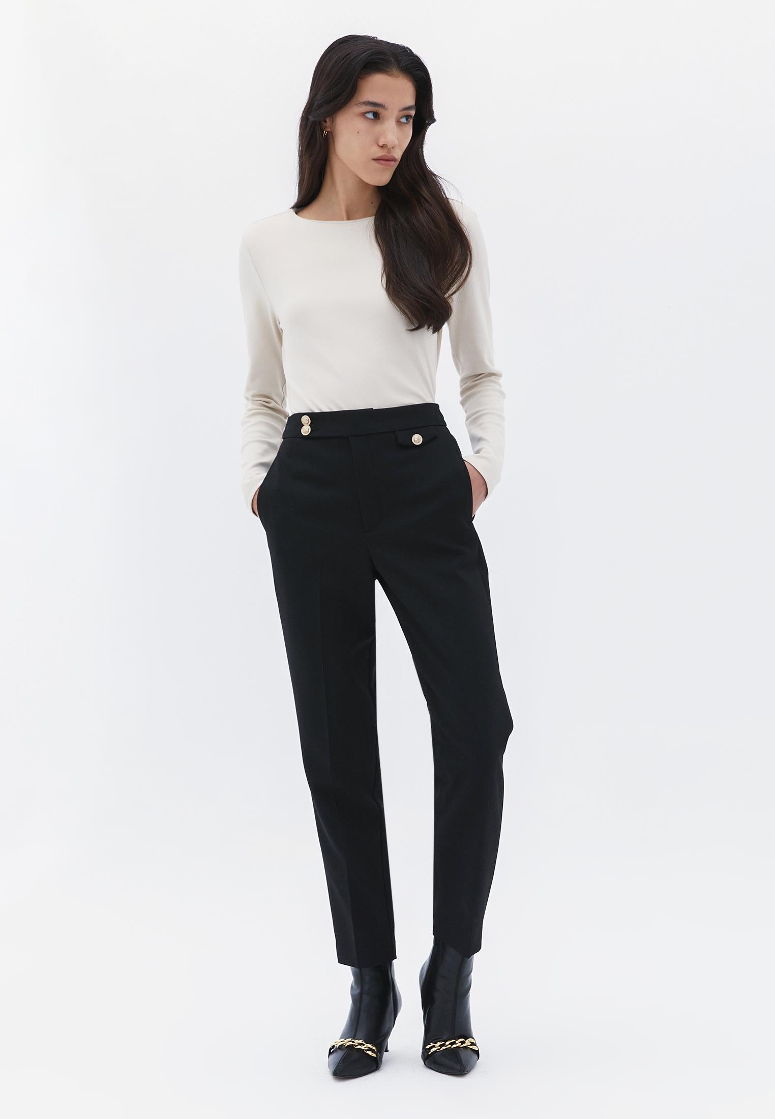 Carrot Leg Pants - BLACK