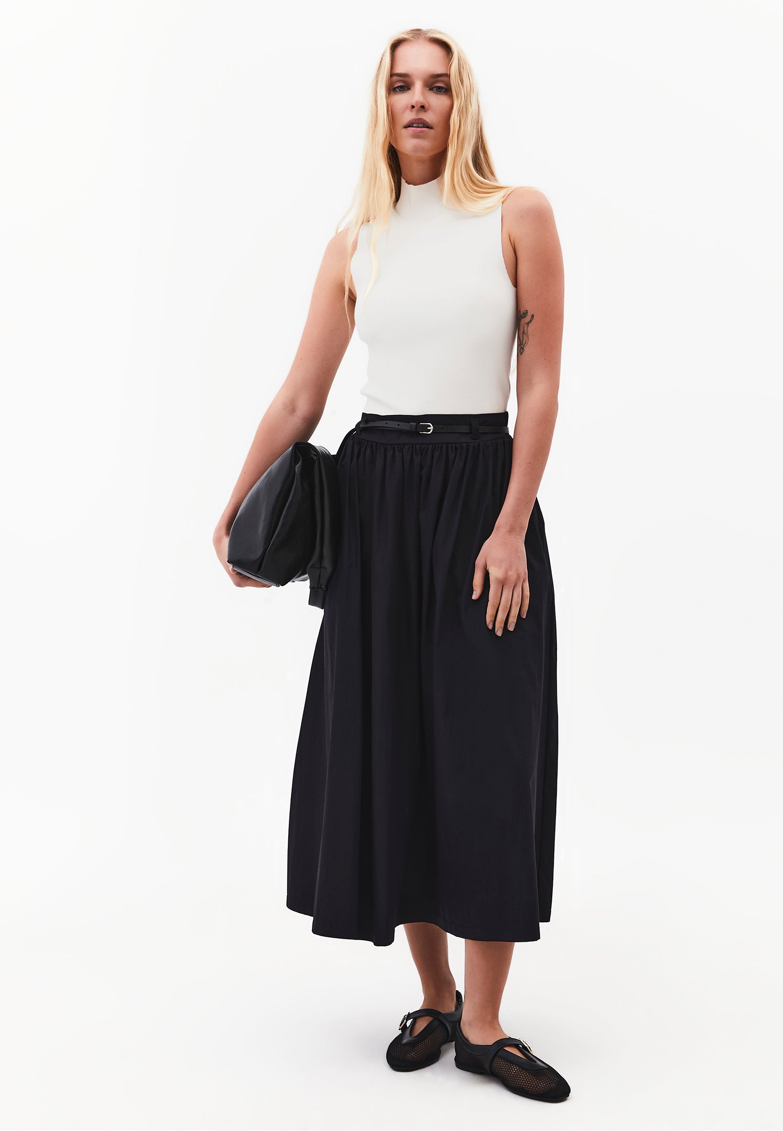 Long Flared Skirt - BLACK