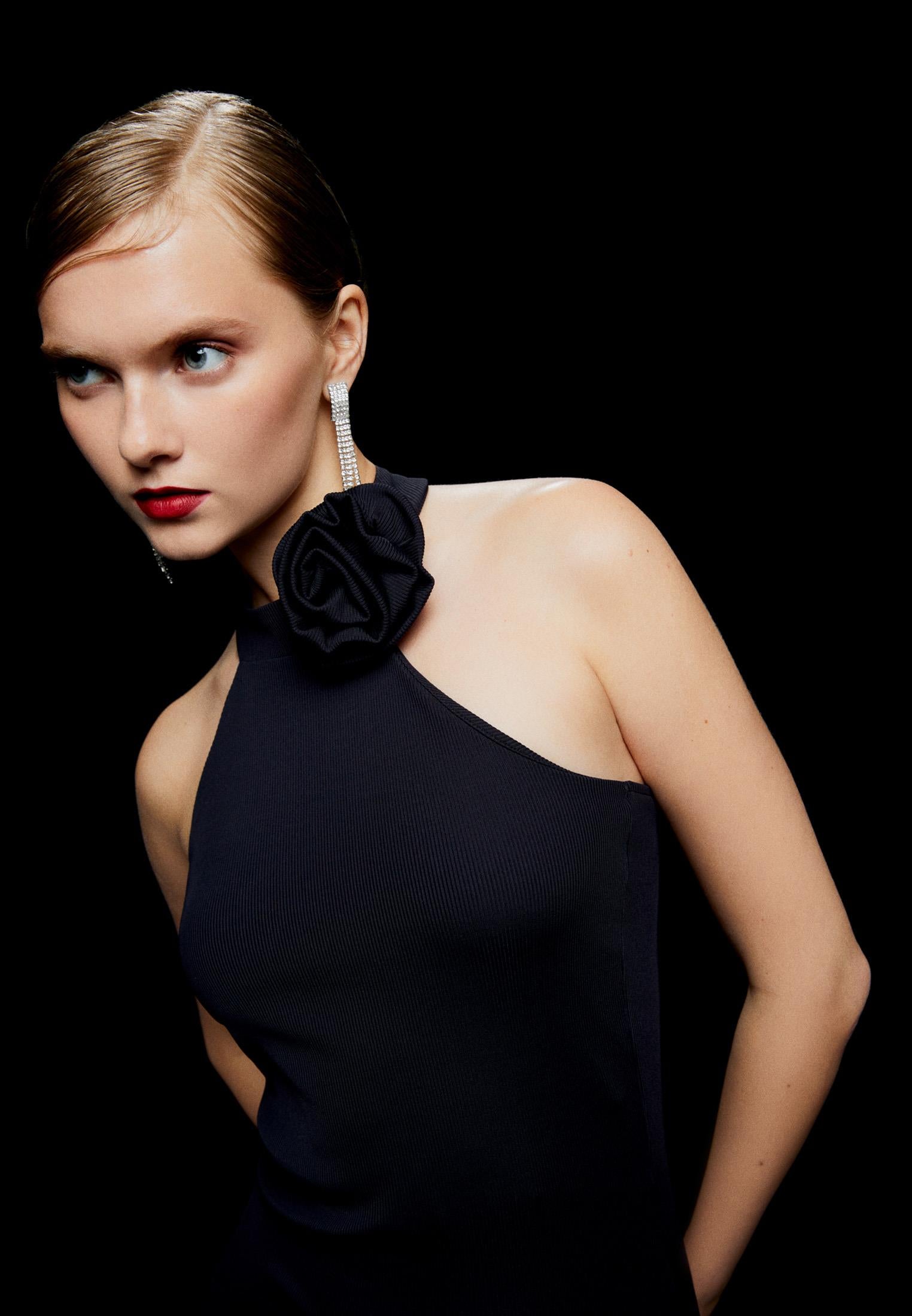 Halter Neck Long Dress - BLACK