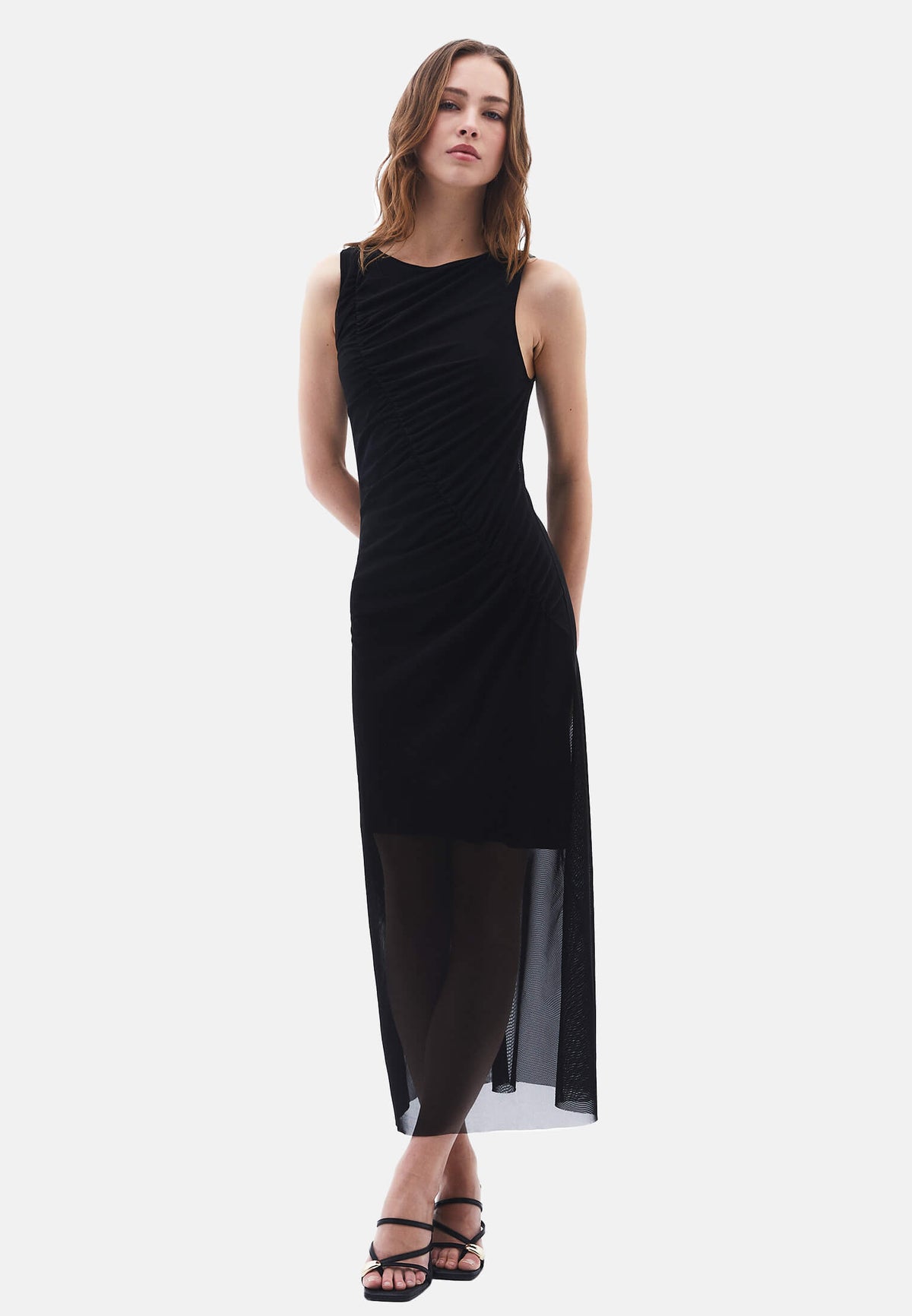 Mesh Long Dress - BLACK