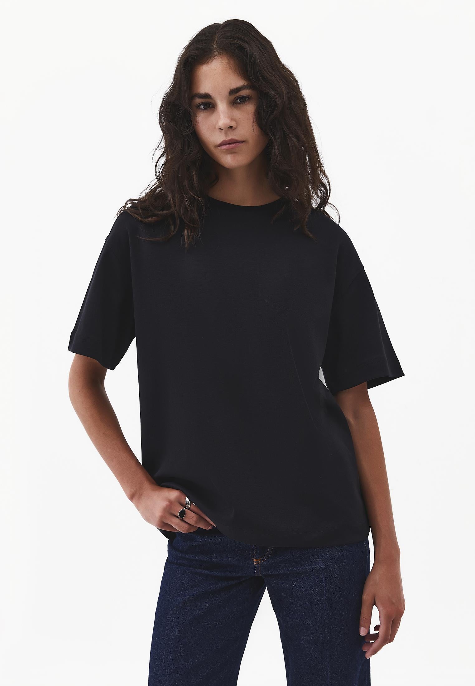 Oversize Crew Neck Short Sleeve T-Shirt - BLACK