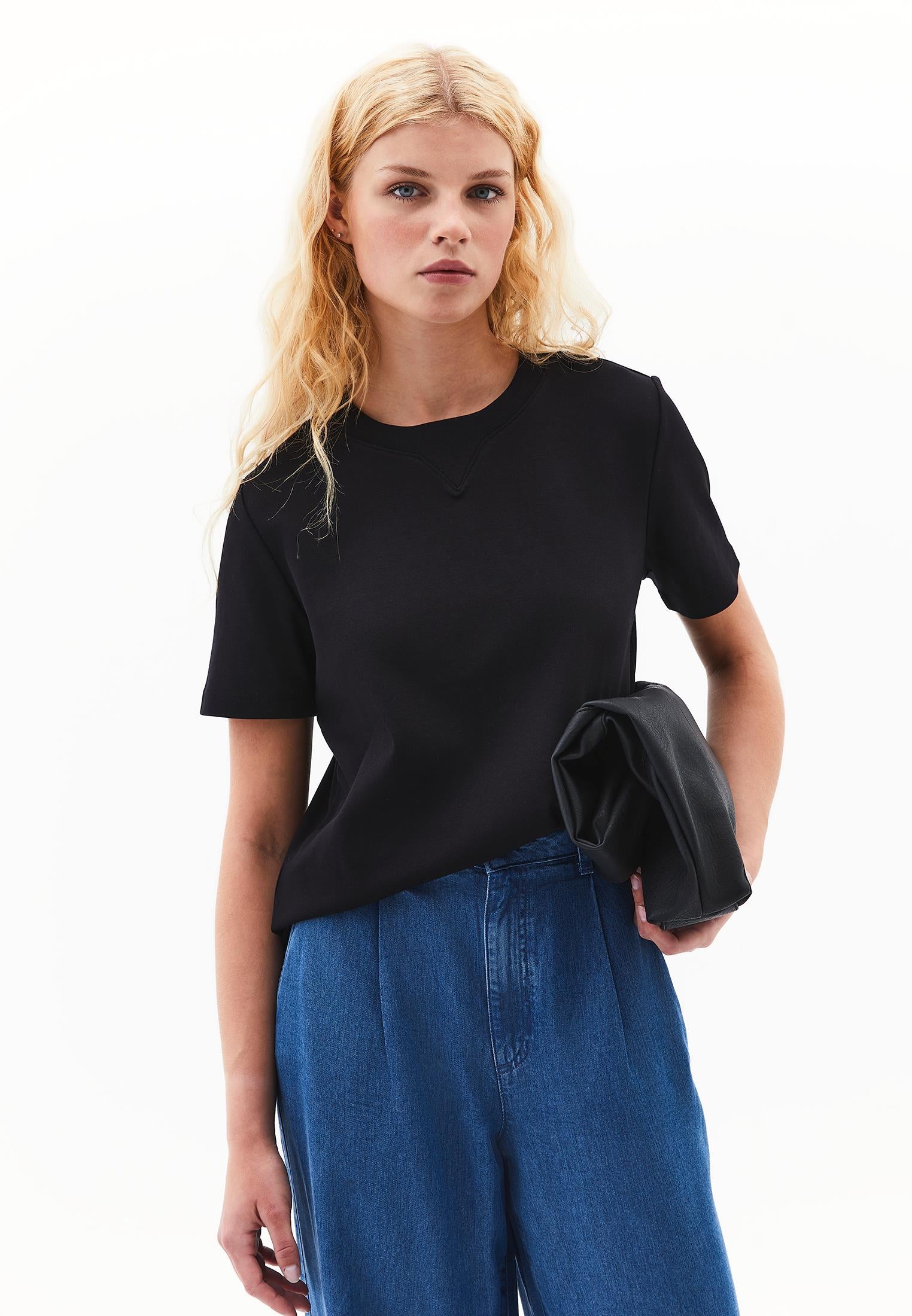 Crew Neck Short Sleeve T-Shirt - BLACK