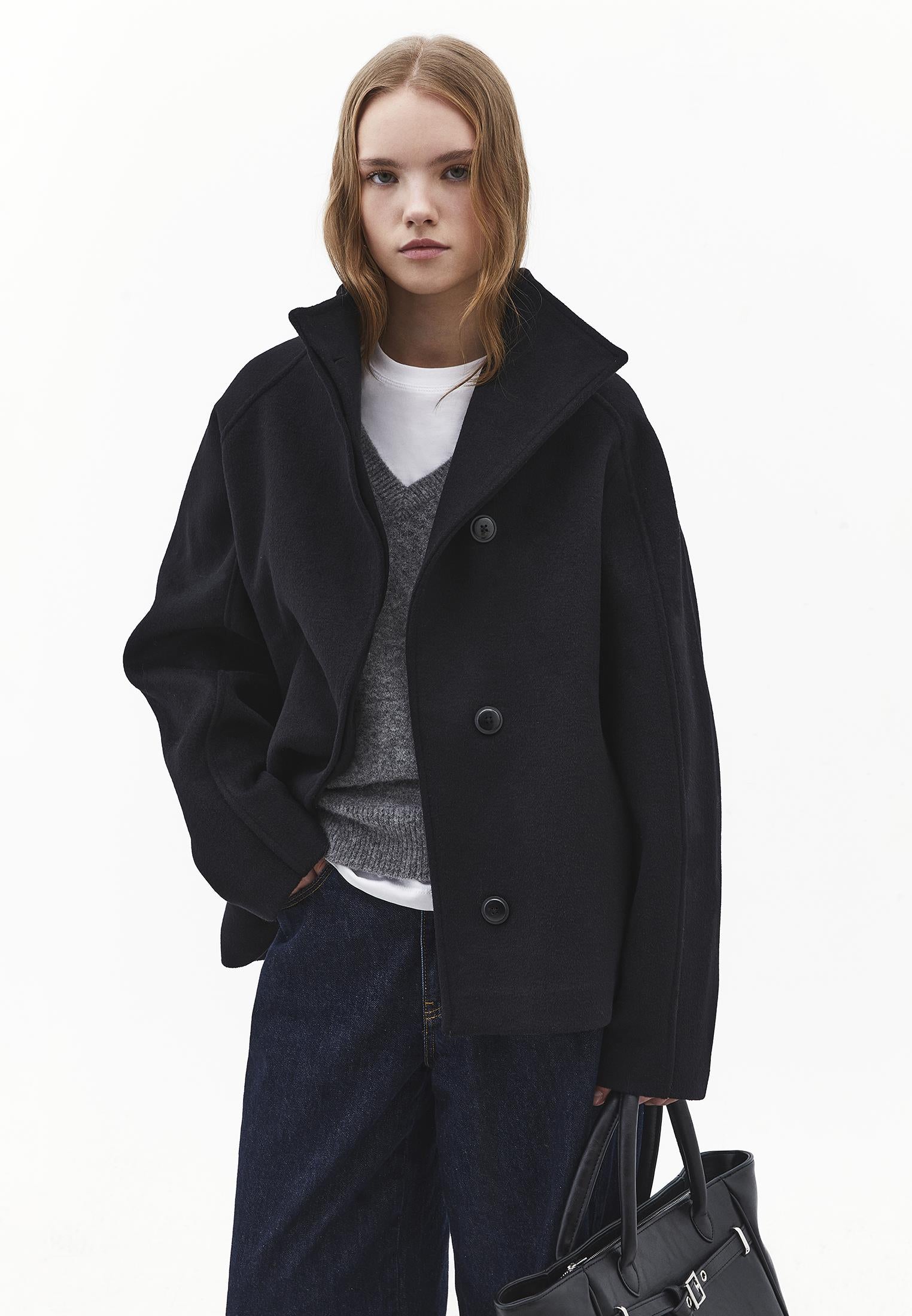 Oversize Standard Women's Coat - BLACK