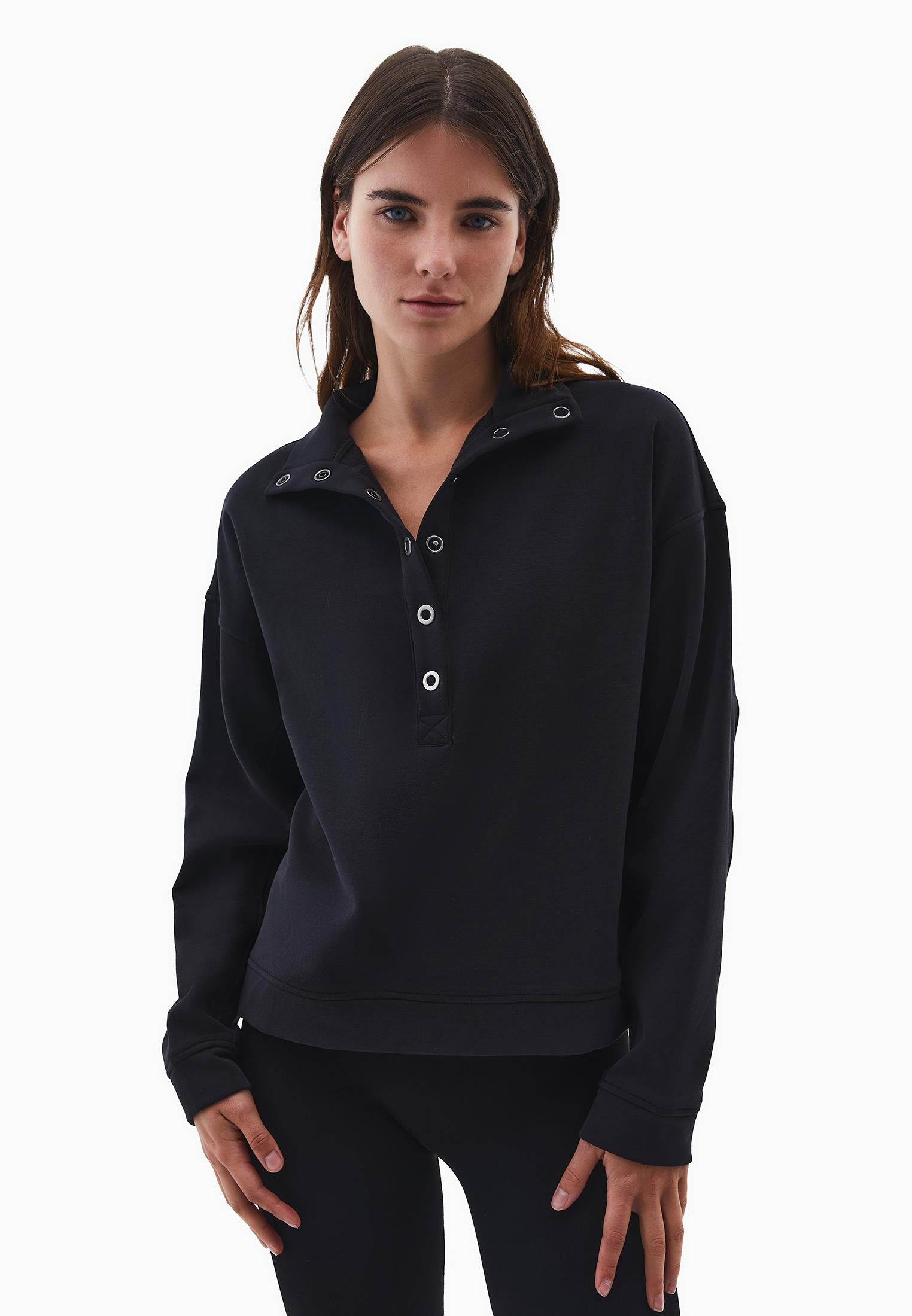 High Neck Sweatshirt - BLACK