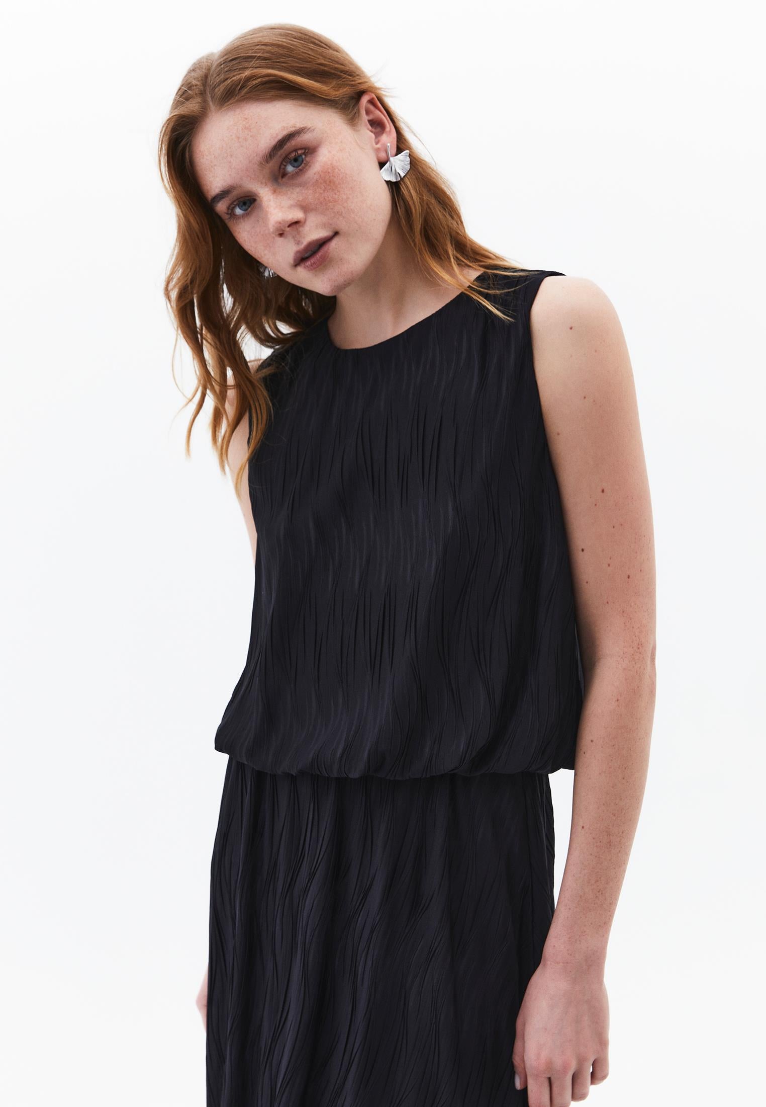 Oversize Sleeveless Crew Neck Blouse - BLACK