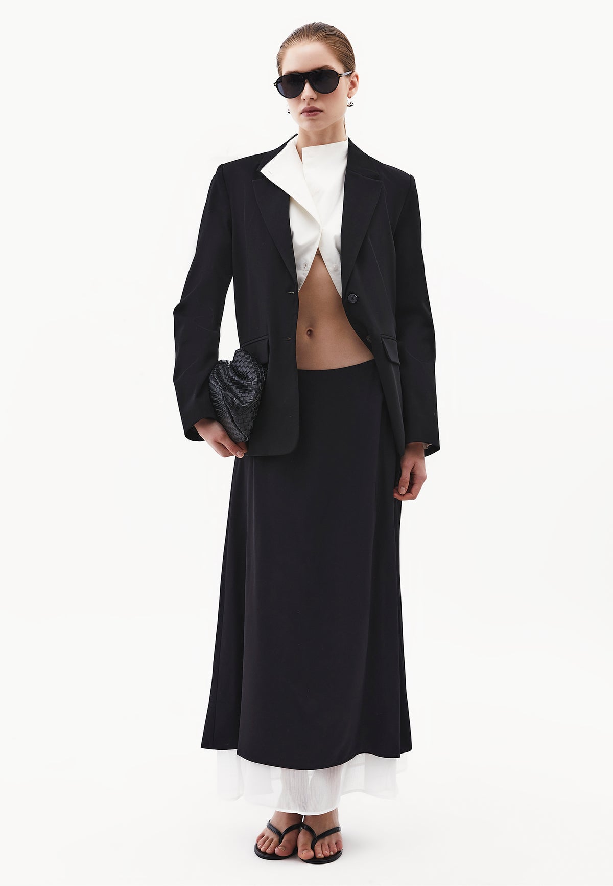 High Waist Elastic Long Skirt - BLACK