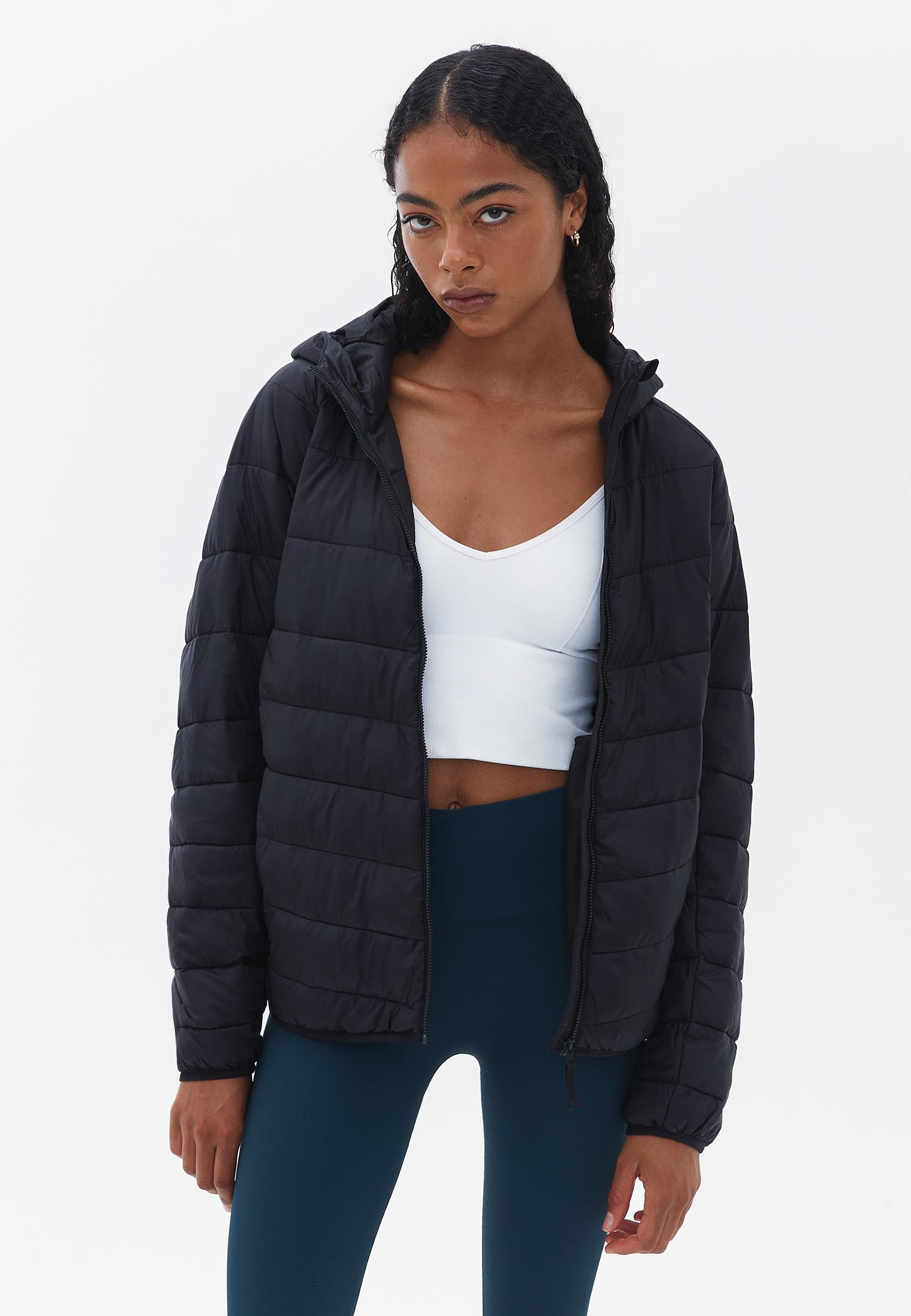 Raglan Sleeve And Hooded Long Sleeve Coat - BLACK